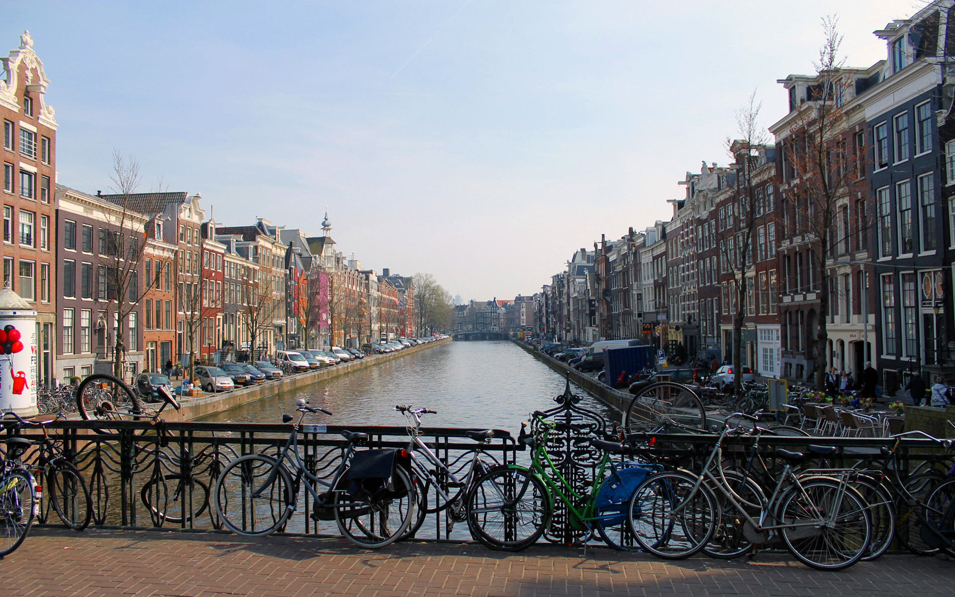 Amsterdam, Canale, Biciclette, Ponte, Case sul canale, 16:10 Full HD, wallpaper widescreen