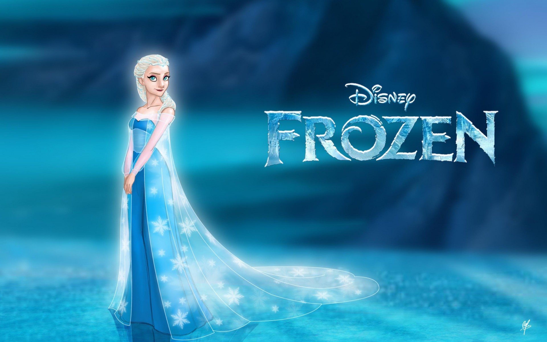 Elsa, Frozen - Il regno di ghiaccio, Disney, Logo, Azzurro, Full HD, sfondo per PC e portatile