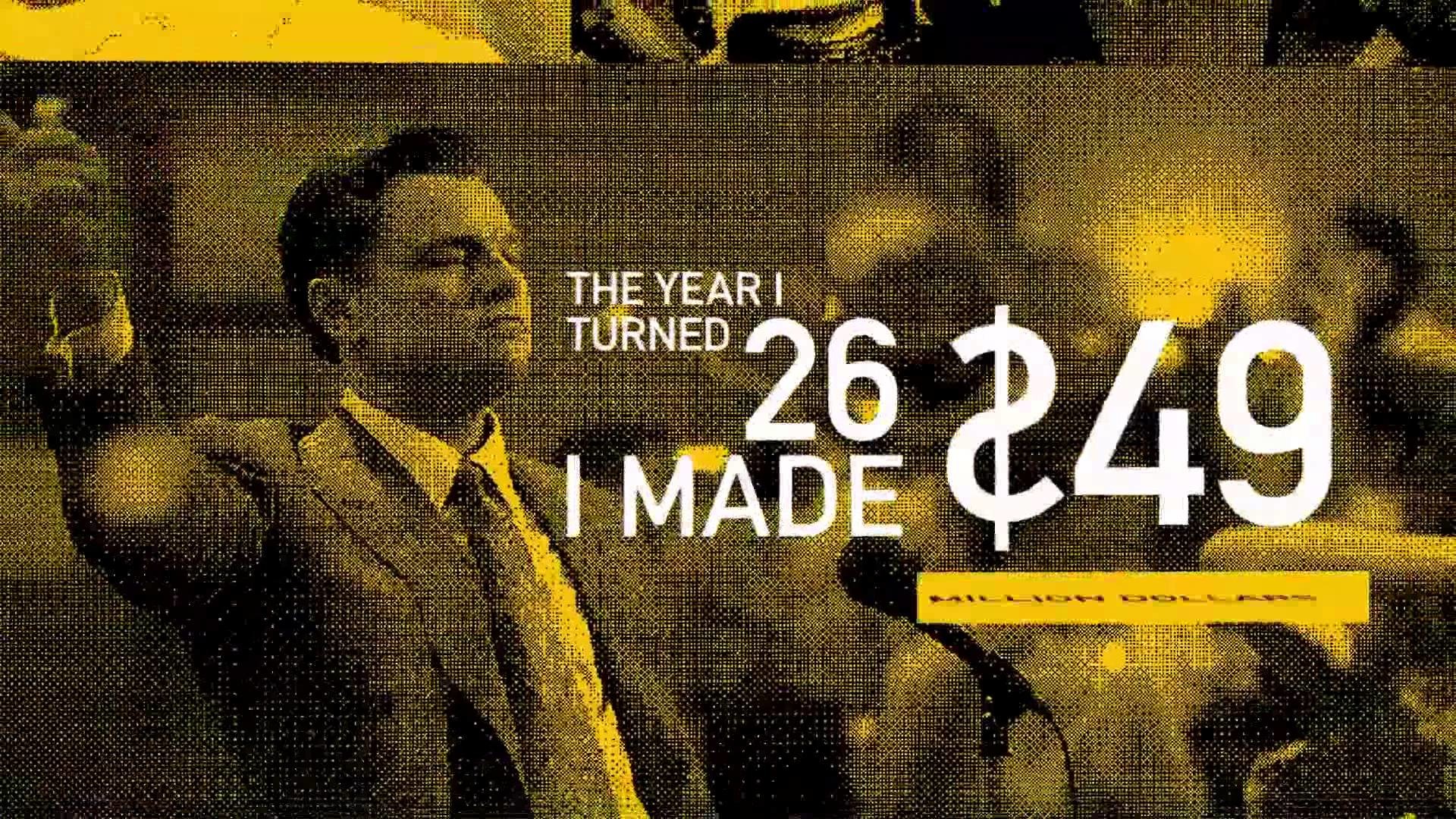 Leonardo DiCaprio, Jordan Belfort, The Wolf of Wall Street, Citazione, Giallo, wallpaper desktop