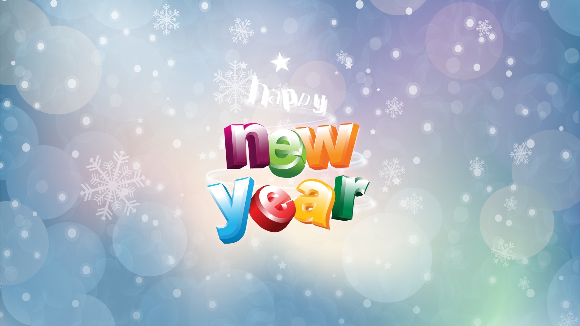 Buon anno, Happy New Year, Fiocchi di neve, Bokeh, Full HD 1080p, sfondo desktop