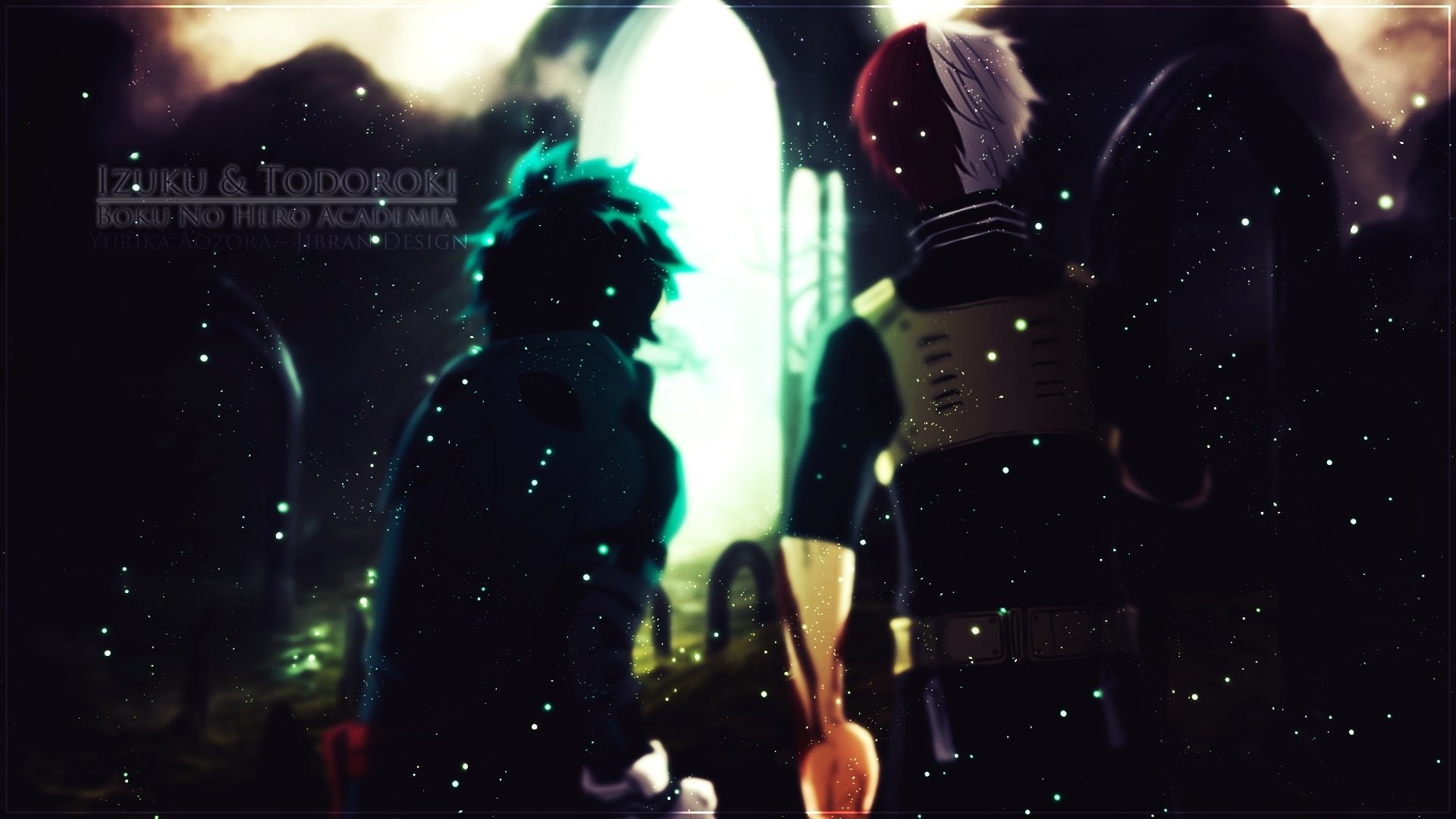 Izuku Midoriya, Shoto Todoroki, Boku no Hero Academia, Silhouette, Toni scuri, sfondo 1080p