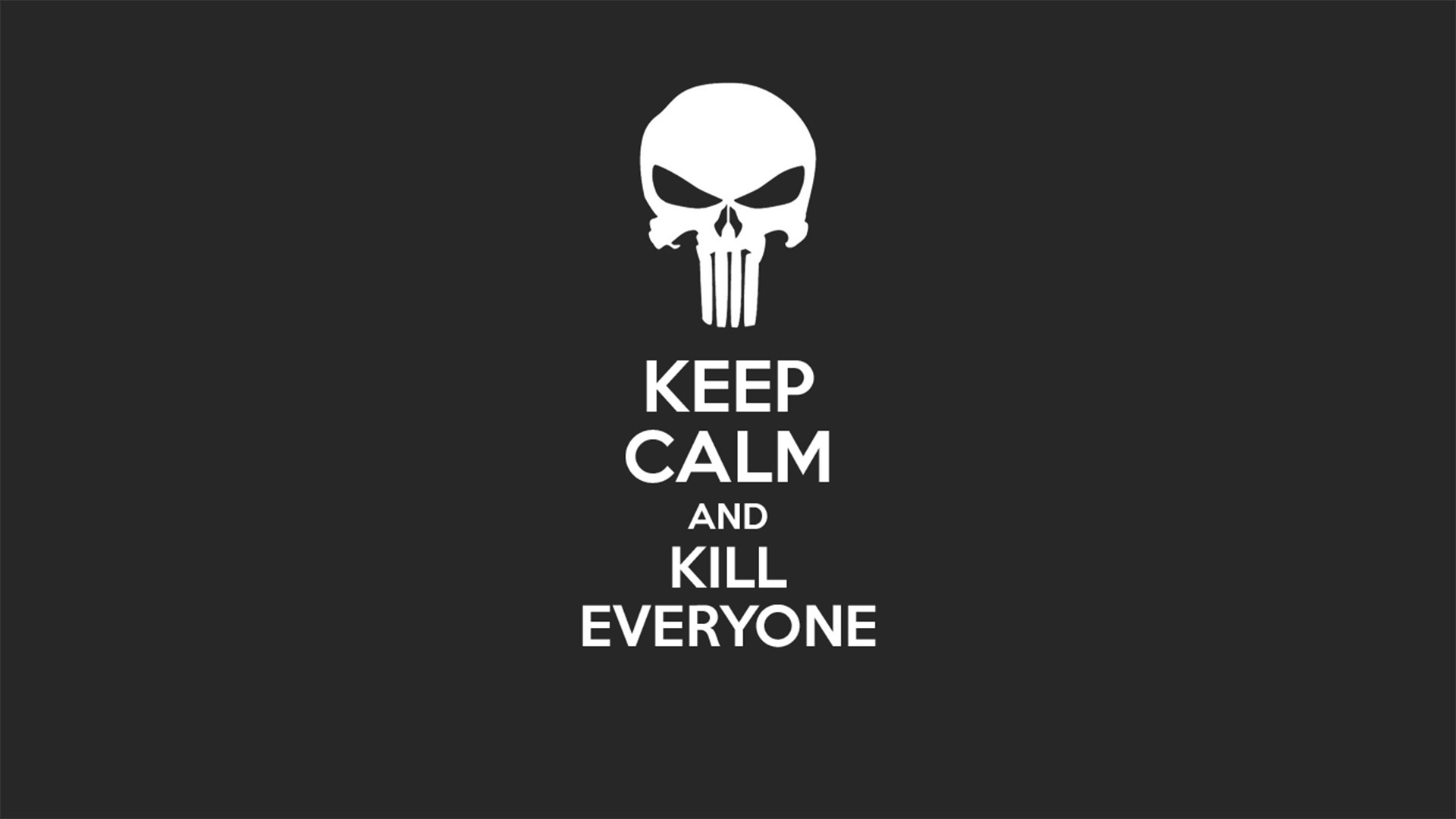 Teschio del Punitore, Keep Calm, The Punisher, Tipografia, Sfondo grigio, wallpaper 1920x1080