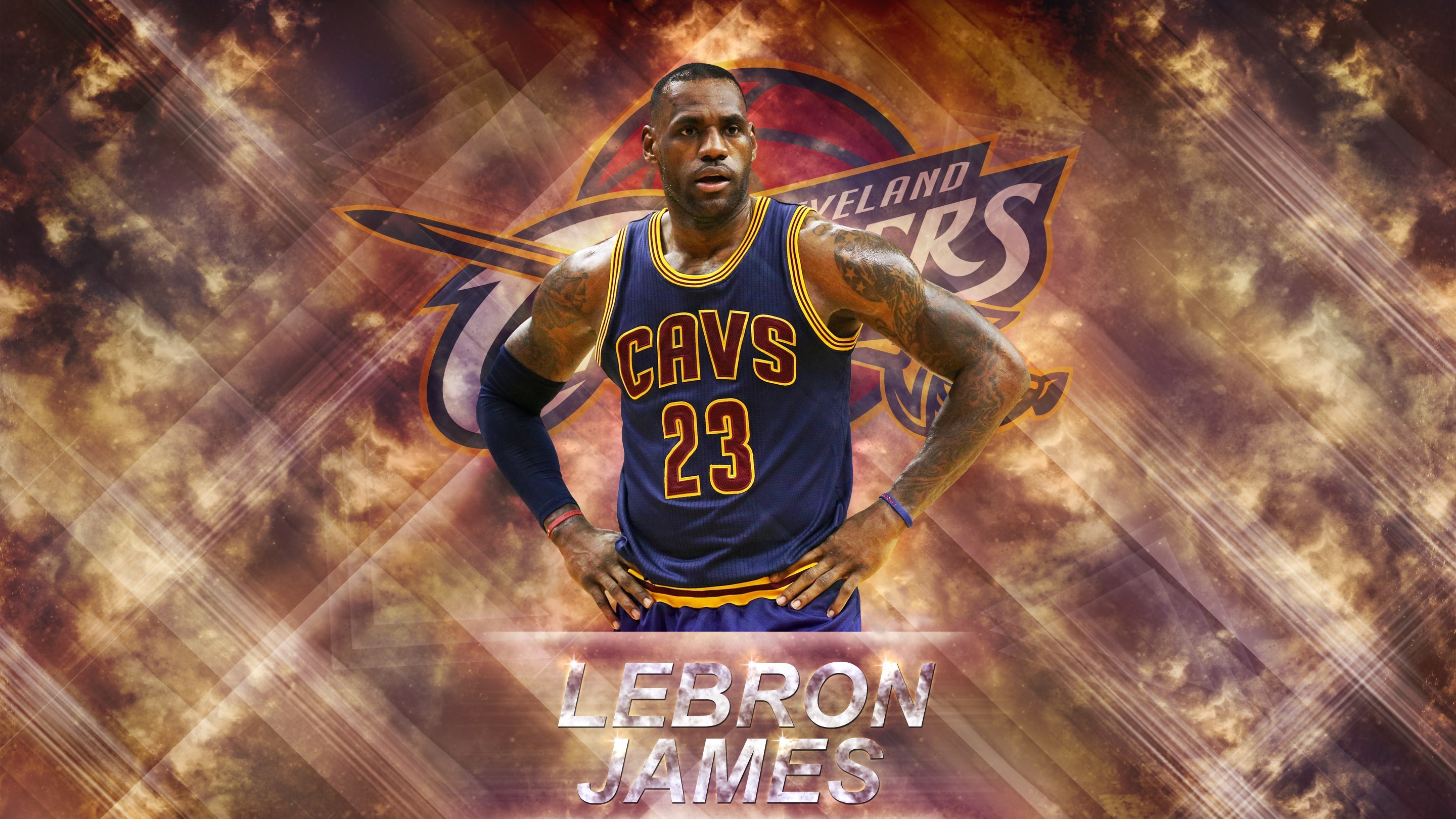 LeBron James, Cleveland Cavaliers, Logo, Arte digitale, 16:9 2K, sfondo widescreen
