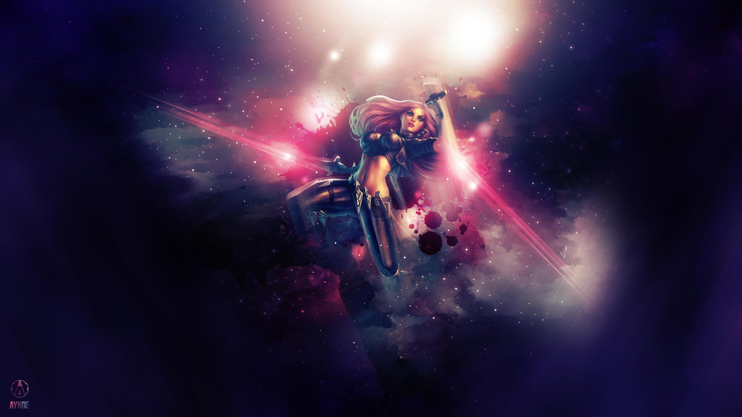 Katarina, League of Legends, Luci, Viola, 2K, sfondo per PC e portatile