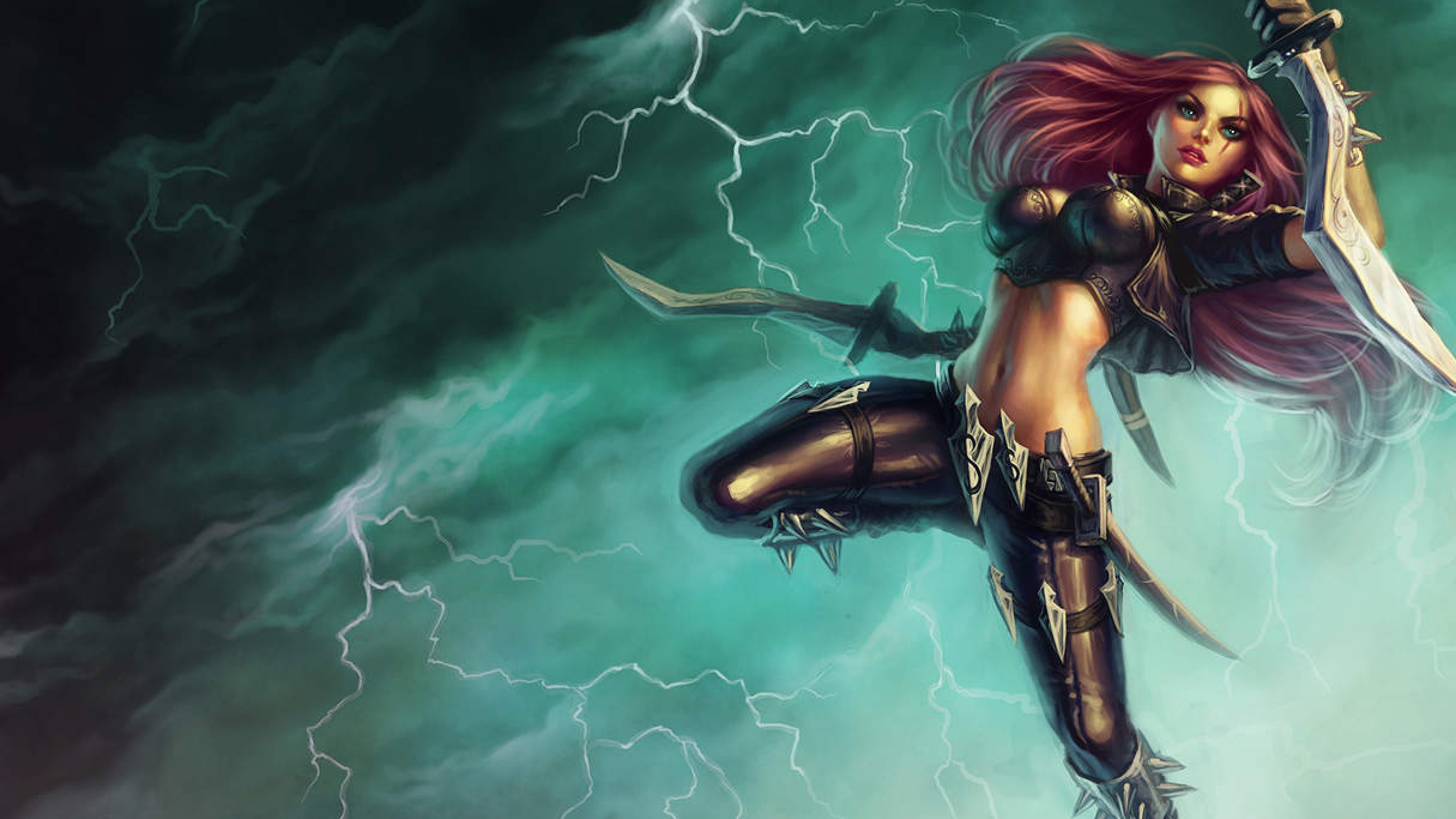 Katarina, League of Legends, Fulmini, Lame, 3840x2160, immagine di sfondo
