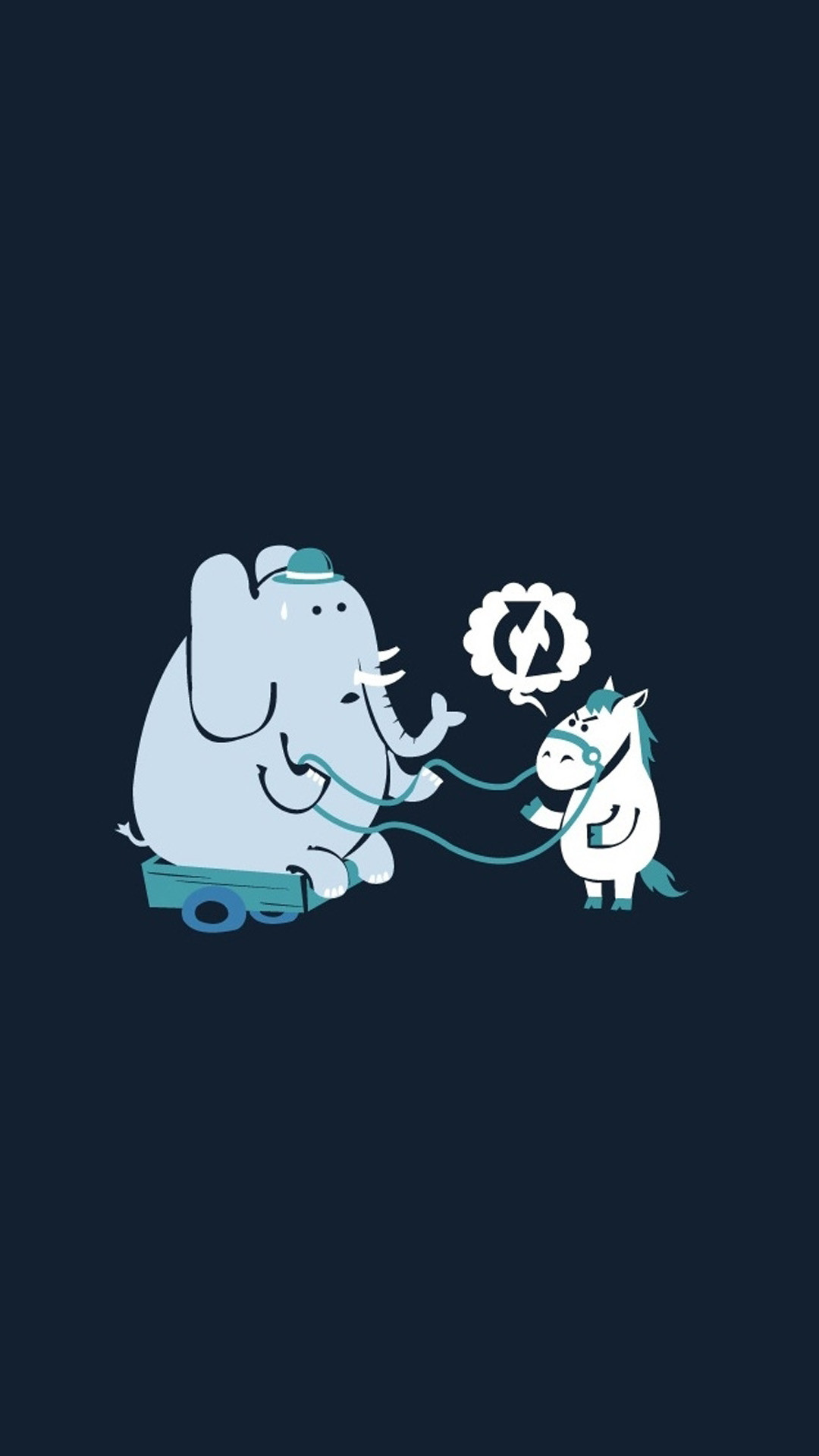Elefante, Illustrazione, Simpatico, Sfondo blu scuro, Full HD, schermata di blocco iPhone 6