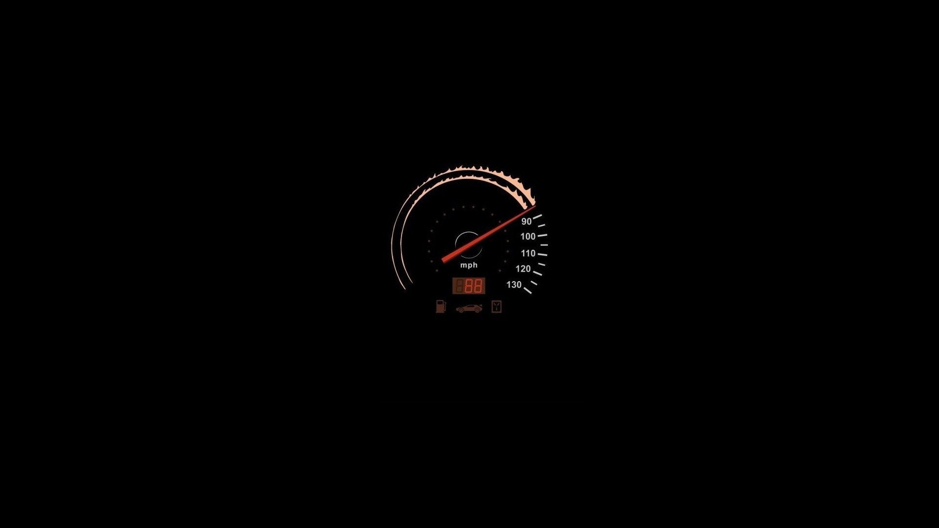 Ritorno al futuro, Tachimetro, 88 mph, Sfondo nero, 16:9 Full HD, wallpaper widescreen