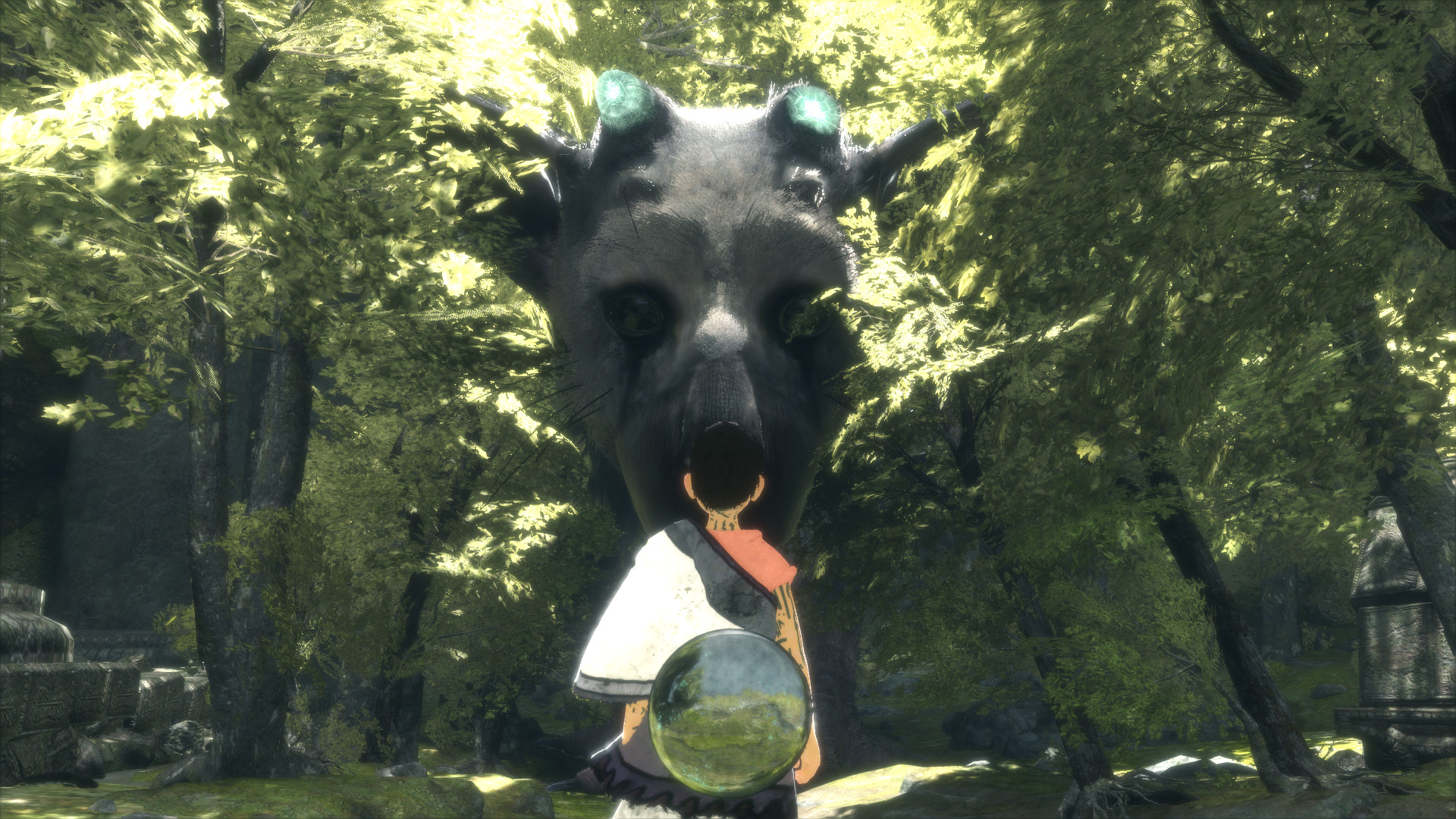 Trico, The Last Guardian, Ragazzo, Barile, Foresta, 16:9 Full HD, wallpaper widescreen