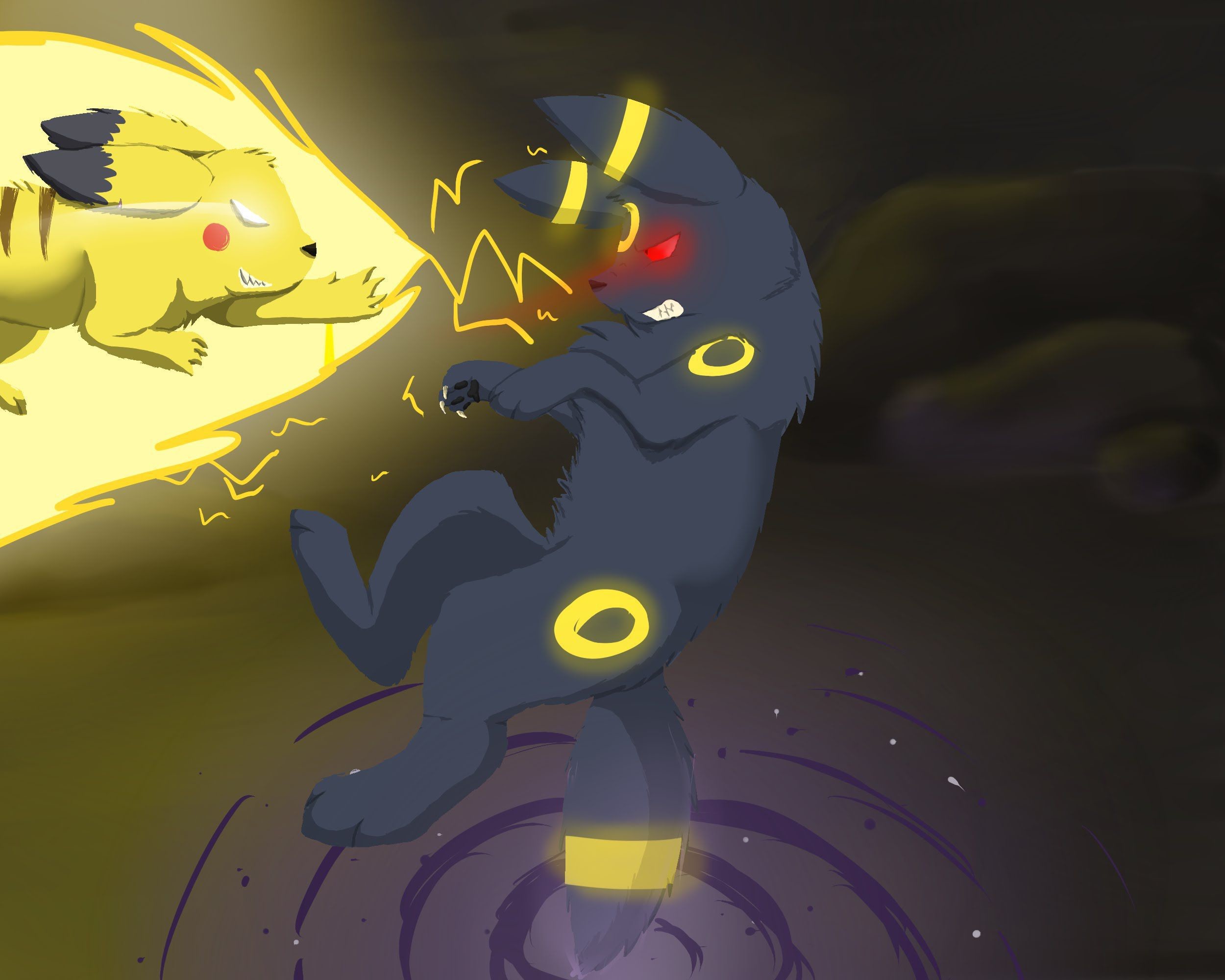 Umbreon, Jolteon, Pokémon, Lotta, Full HD, sfondo desktop