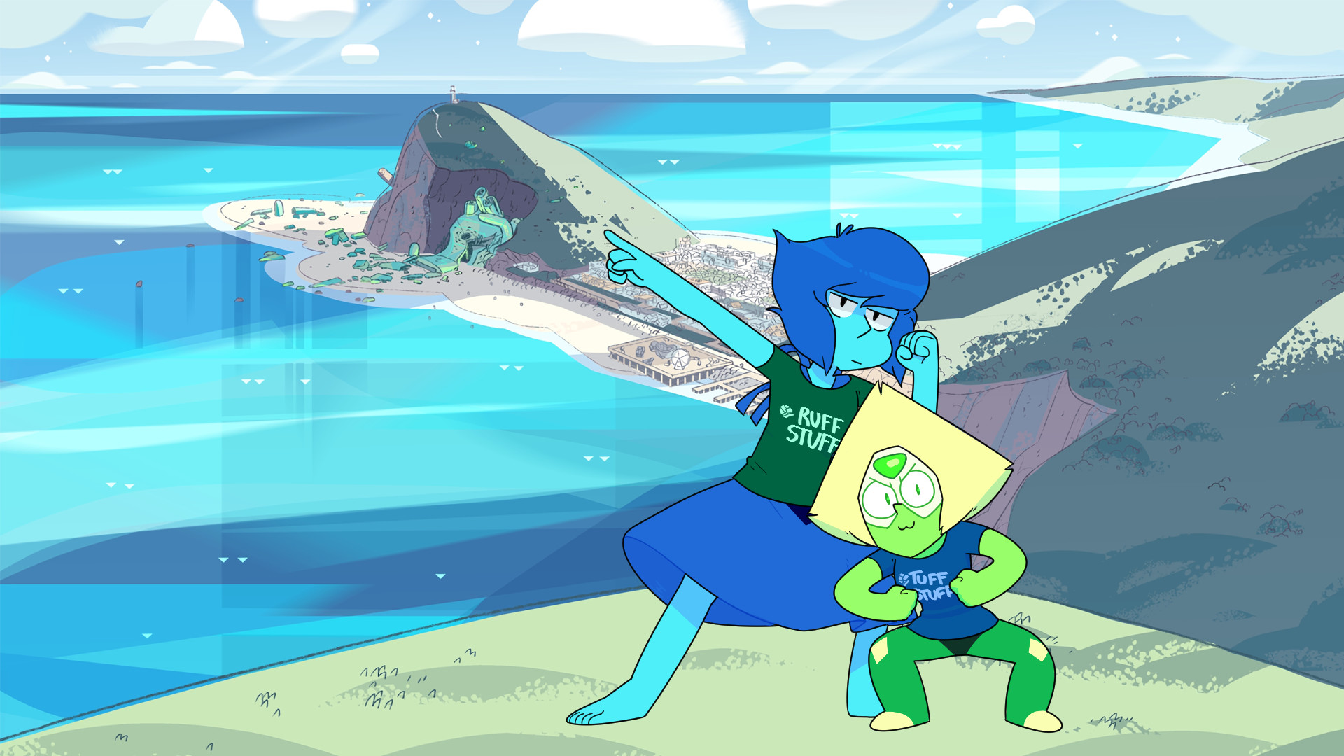 Lapislazzuli, Peridot, Steven Universe, Spiaggia, 16:9 Full HD, wallpaper widescreen