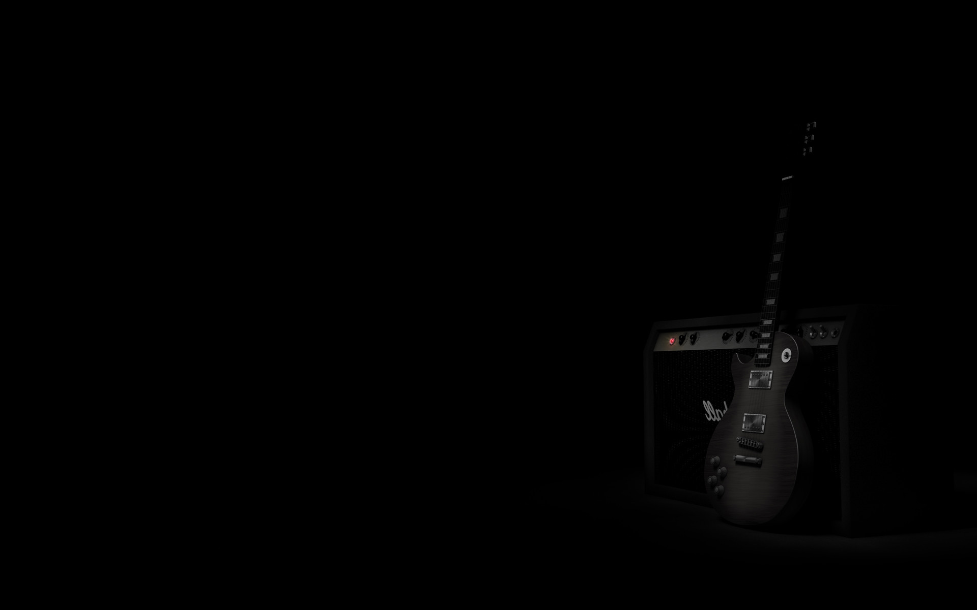 Gibson Les Paul, Chitarra elettrica, Amplificatore, Sfondo nero, Penombra, wallpaper Windows 11