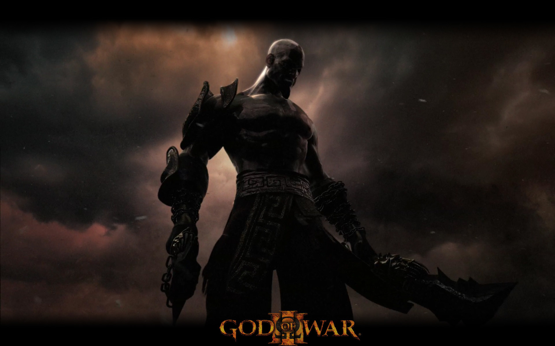 Kratos, God of War III, Logo, Sfondo scuro, Full HD, wallpaper desktop