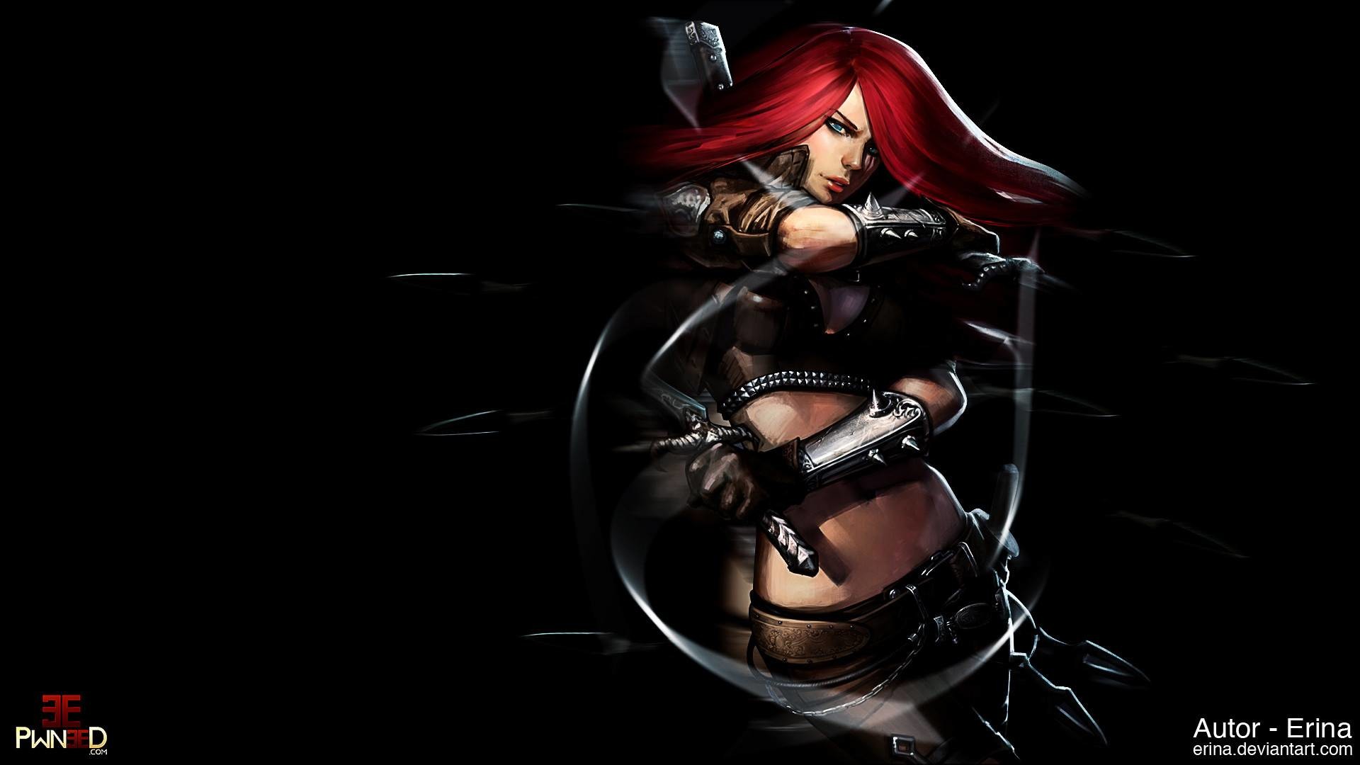 Katarina, League of Legends, Lame, Sfondo nero, 1920x1080, wallpaper desktop