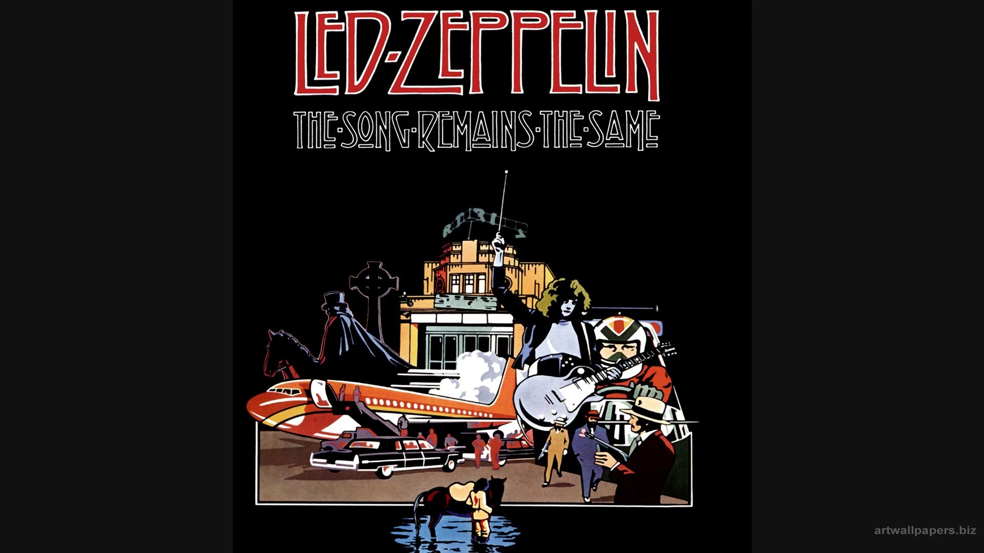 Led Zeppelin, The Song Remains the Same, Poster, Sfondo nero, 1920x1080, wallpaper desktop