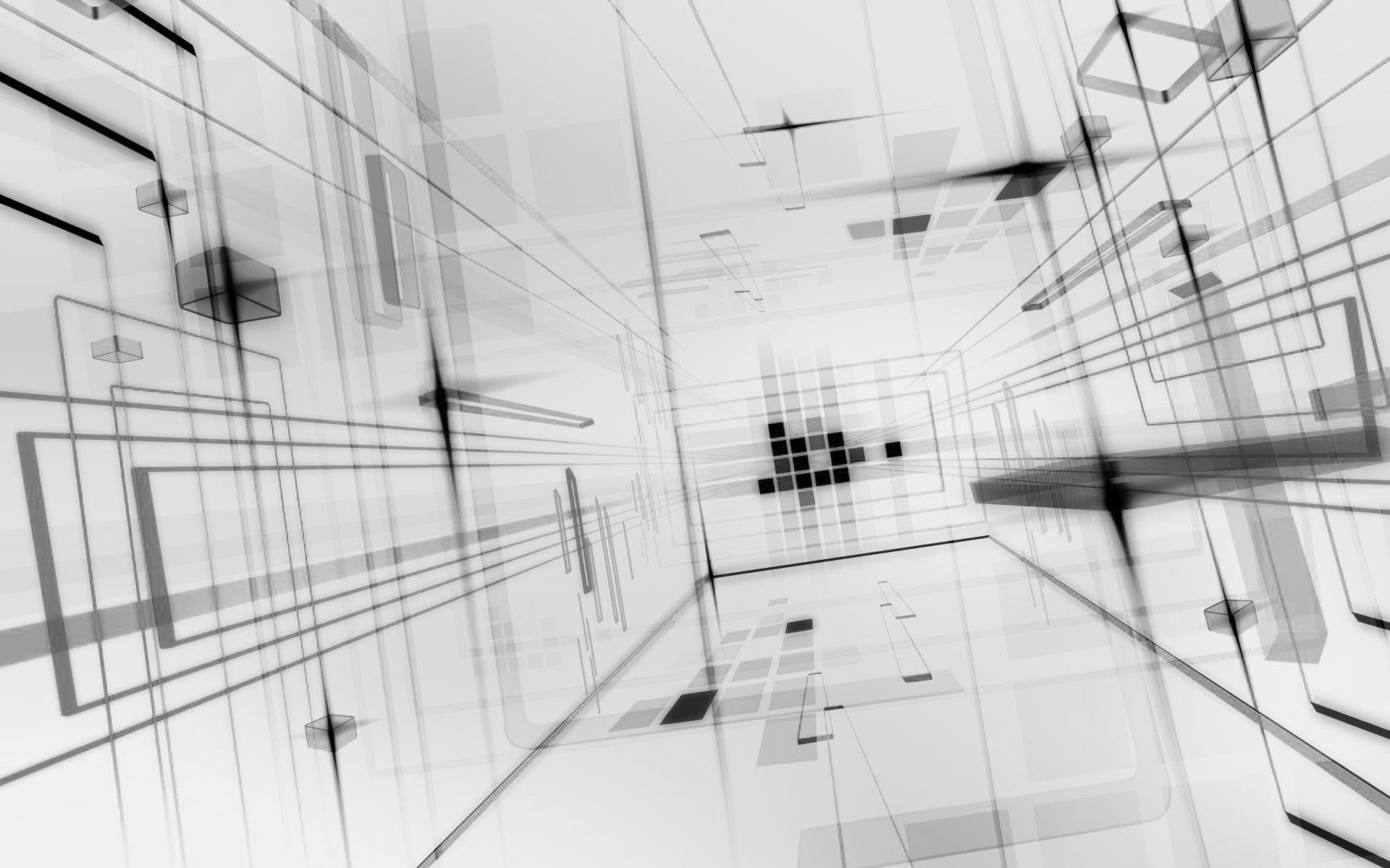 Linee astratte, Prospettiva, Bianco e nero, Geometrico, Full HD, sfondo per PC