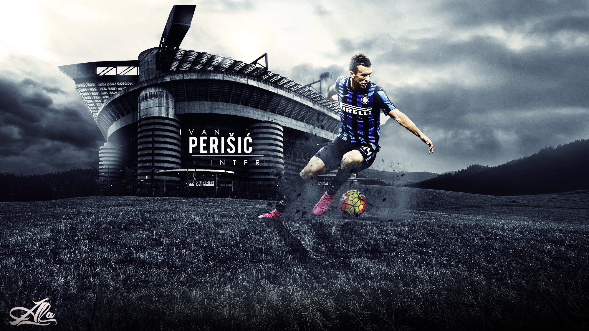 Ivan Perišić, Inter, San Siro, Pallone, Full HD, sfondo Windows 11