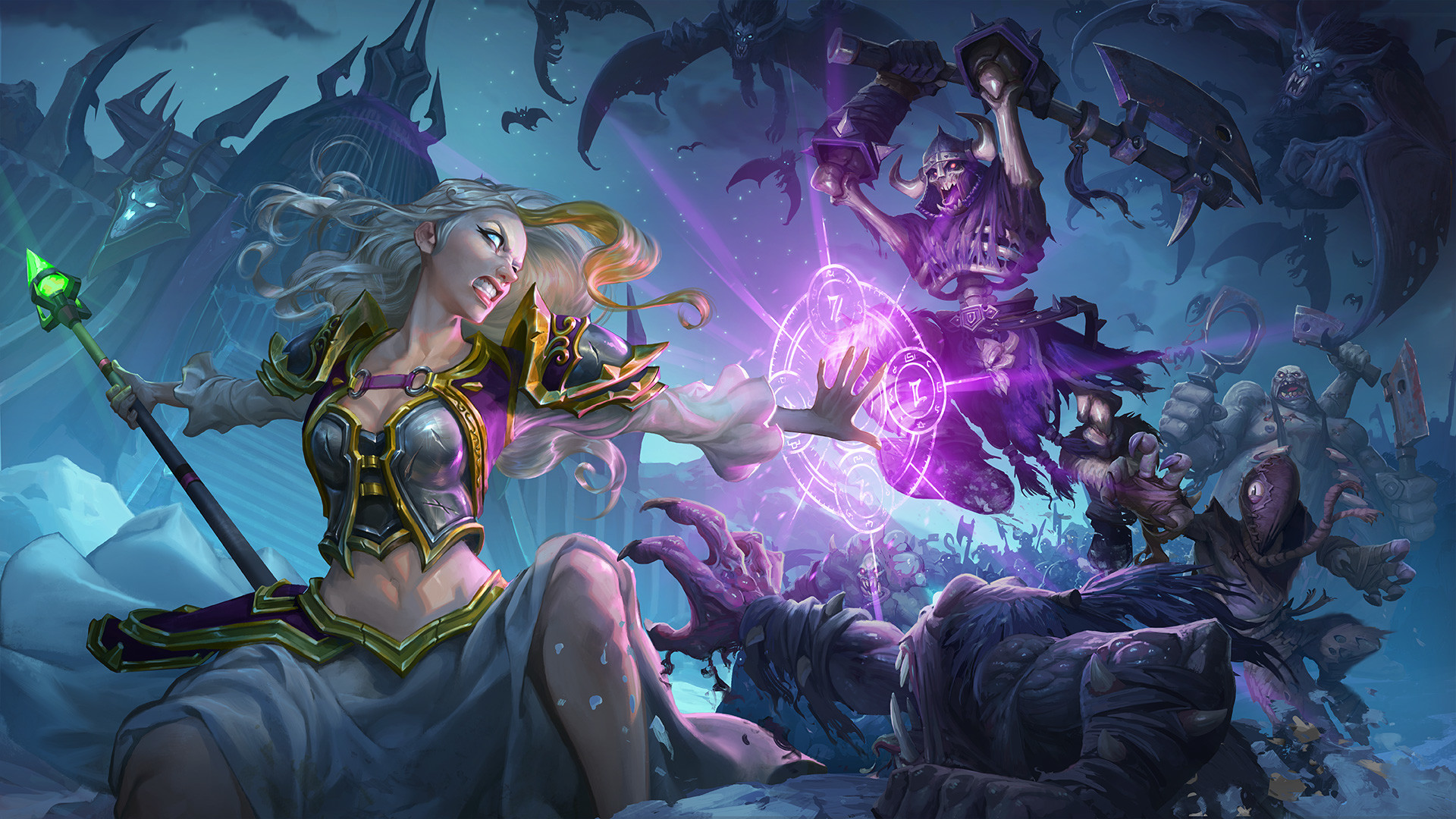 Jaina Marefiero, Hearthstone, Maga, Magia, Viola, 1920x1080, immagine di sfondo
