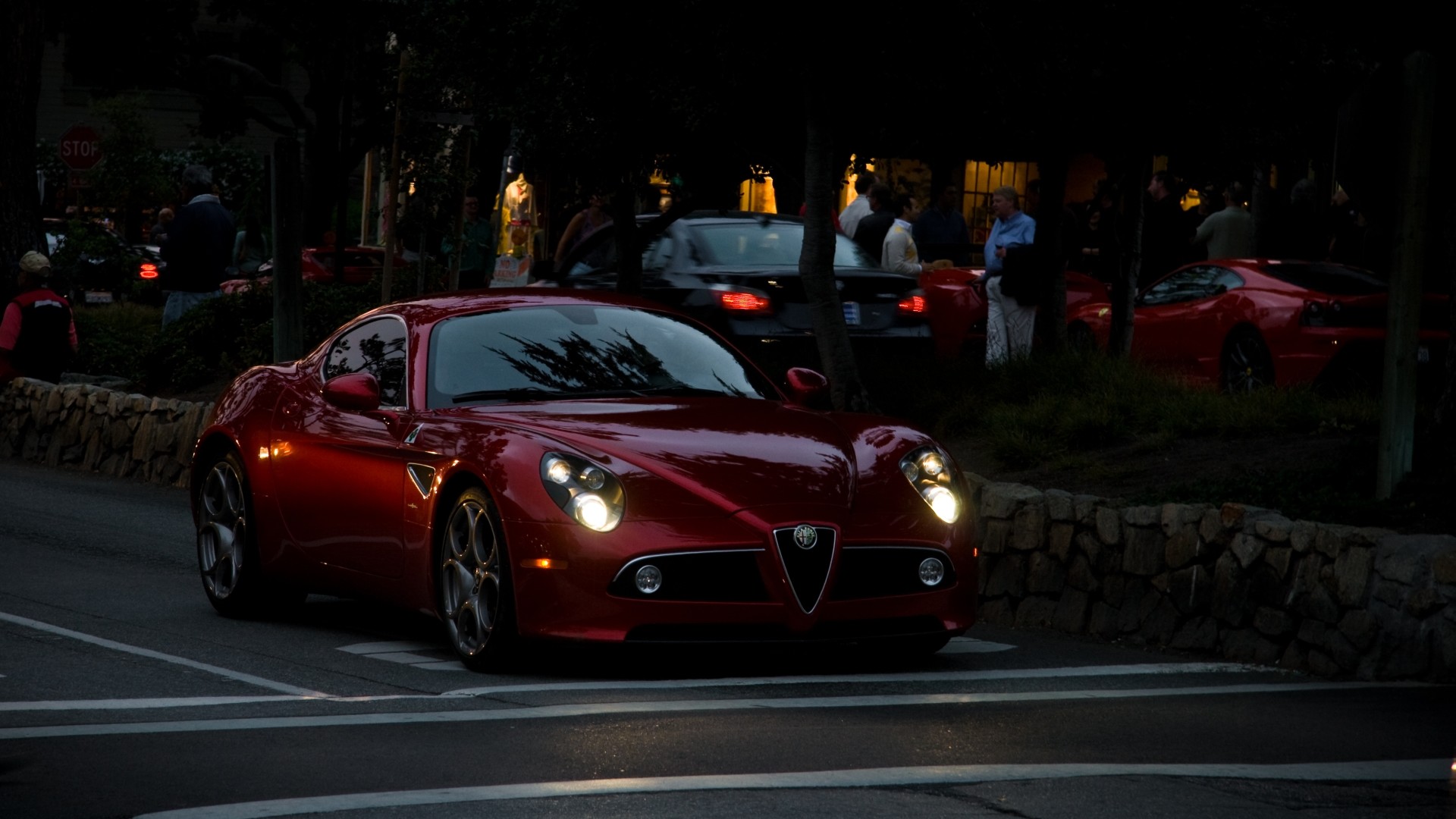 Alfa Romeo 8C Competizione, Alfa Romeo, Notte, Supercar, 1920x1080, sfondo per PC