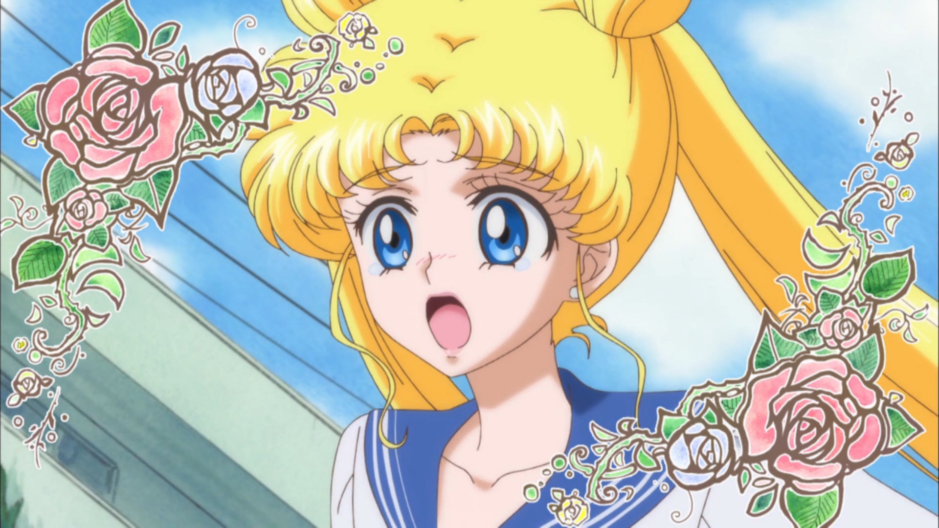 Usagi Tsukino, Sailor Moon Crystal, Rose, Primo piano, Full HD, sfondo per PC