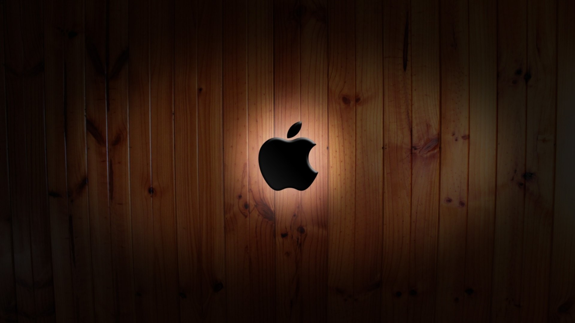 Logo Apple, Apple, Legno scuro, 16:9 Full HD, sfondo widescreen