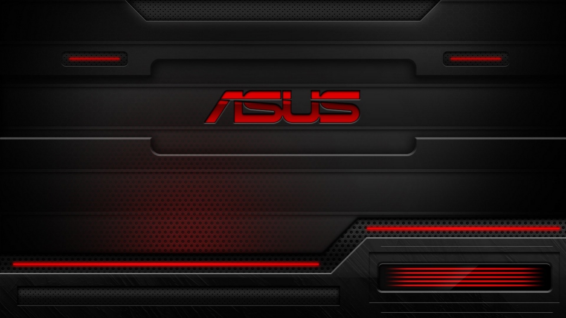 ASUS, Logo, Pannello hi-tech, Rosso, Nero, Full HD, wallpaper per PC