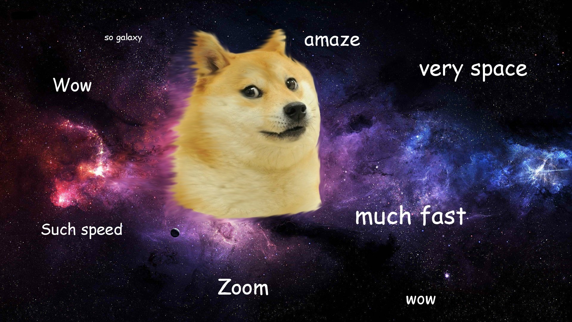 Doge, Meme, Galassia, Such speed, 16:9 Full HD, sfondo widescreen