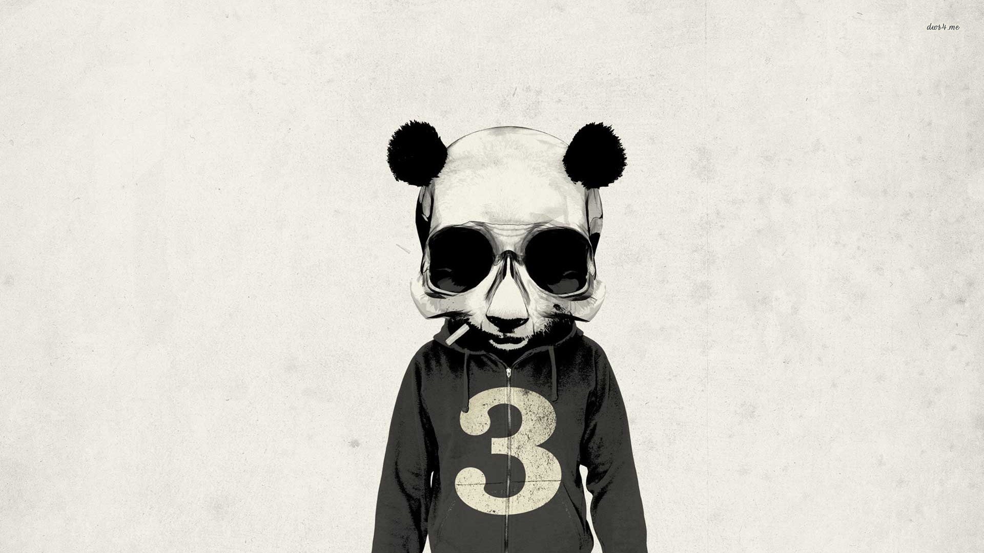 Teschio con orecchie da panda, Felpa, Numero 3, Minimalista, Full HD, sfondo per PC e portatile