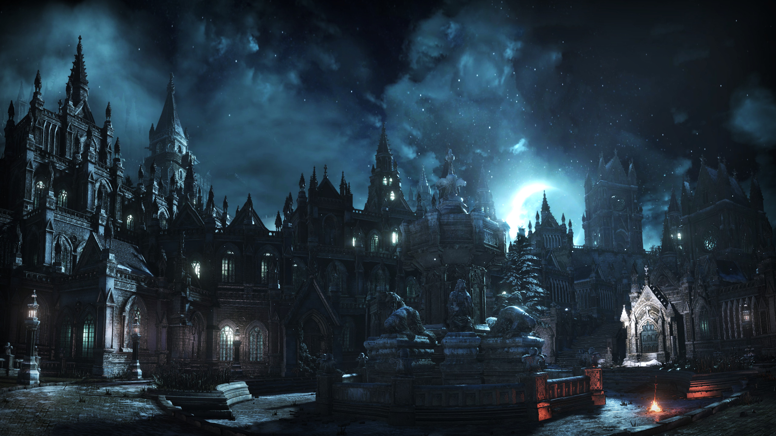 Bloodborne, Yharnam, Città gotica, Notte, 2K, sfondo per PC