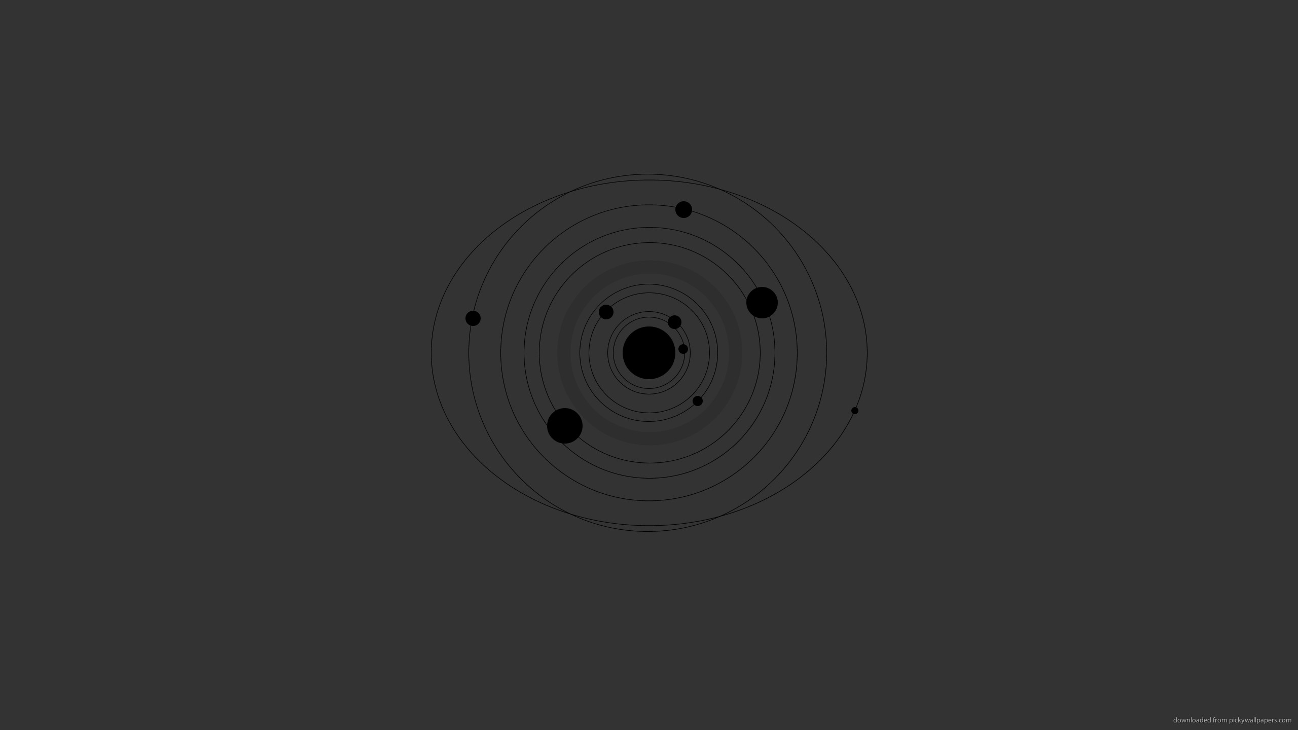 Sistema solare, Minimalista, Grigio scuro, 2560x1440, immagine di sfondo