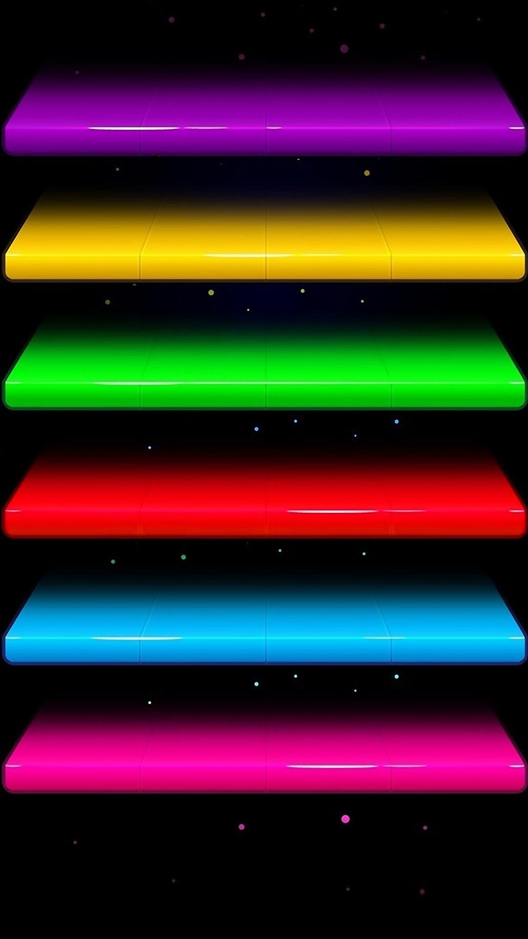 Mensole neon, Colori vivaci, Sfondo nero, schermata di blocco iPhone 7 Plus