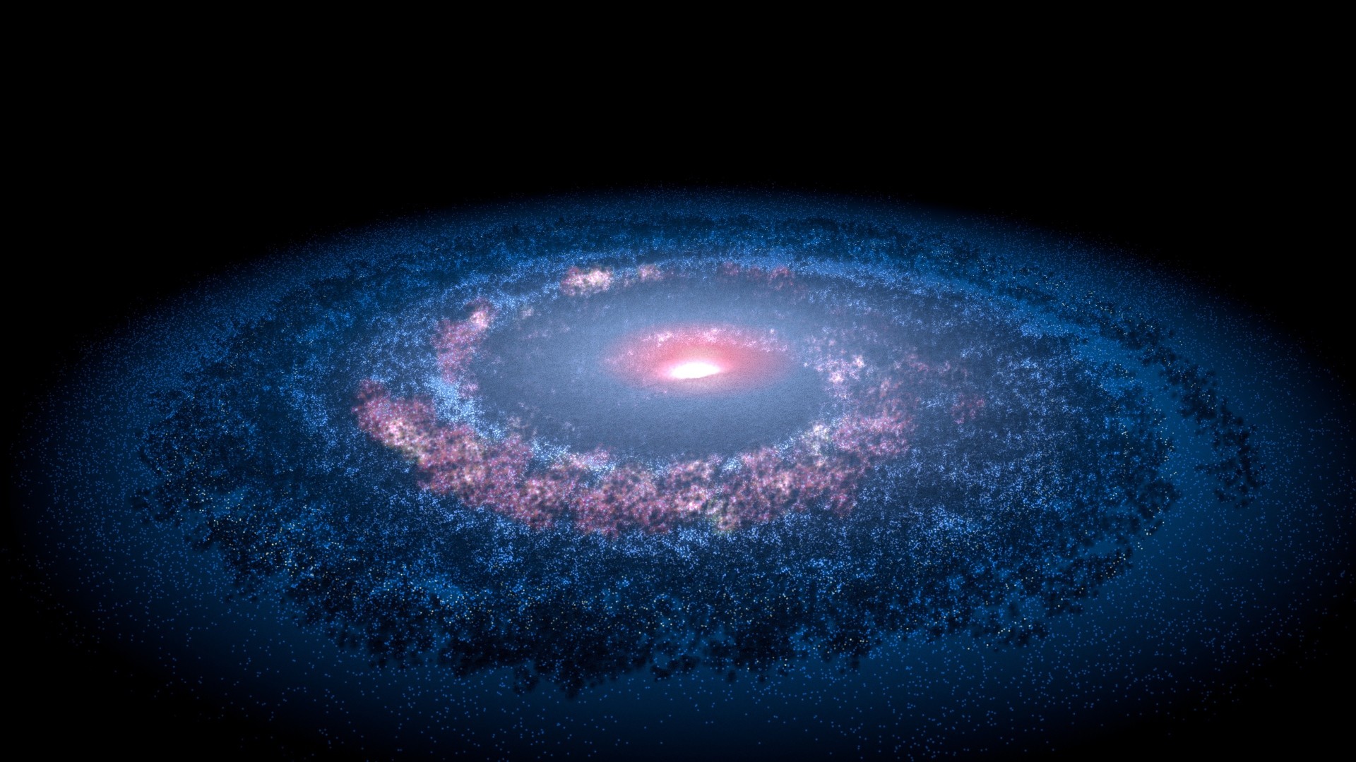 Via Lattea, Galassia a spirale, Arte digitale, Blu, 16:9 Full HD, sfondo widescreen