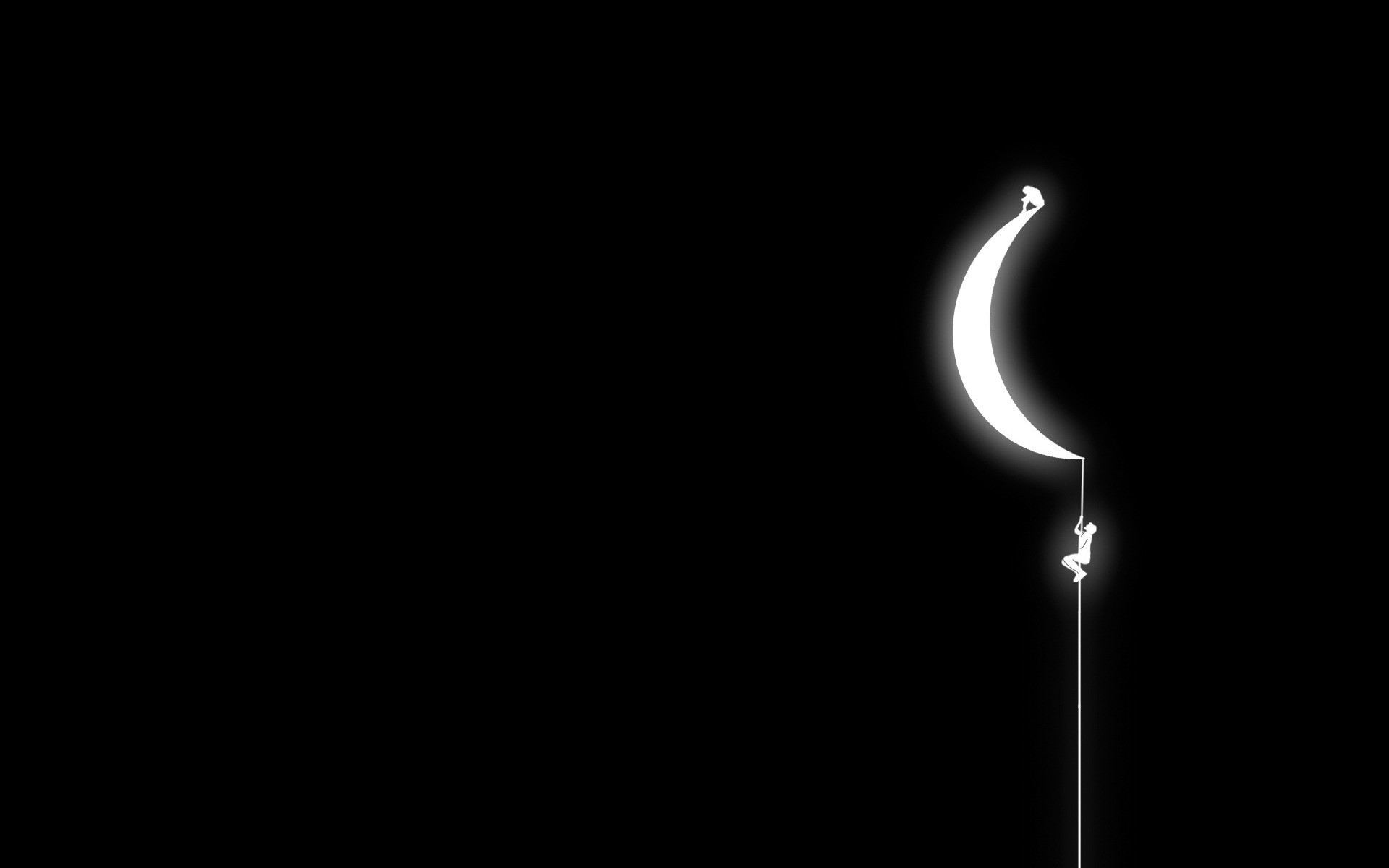Luna crescente, Altalena, Minimalista, Sfondo nero, 1920x1200, wallpaper desktop