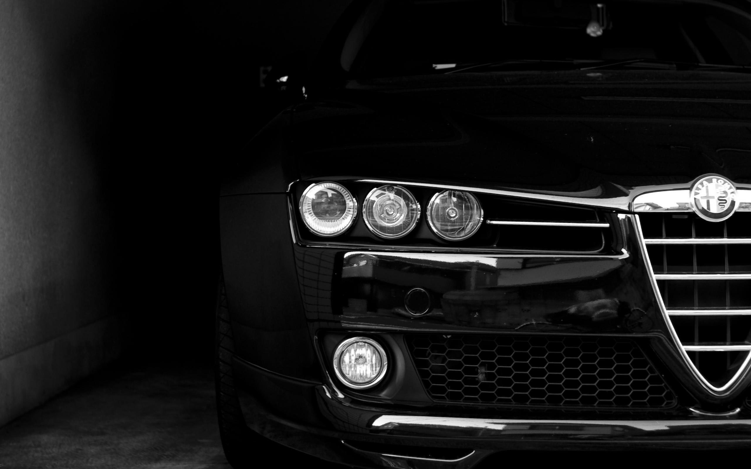 Alfa Romeo 159, Scudetto, Fari, Bianco e nero, 16:10 2K, sfondo widescreen