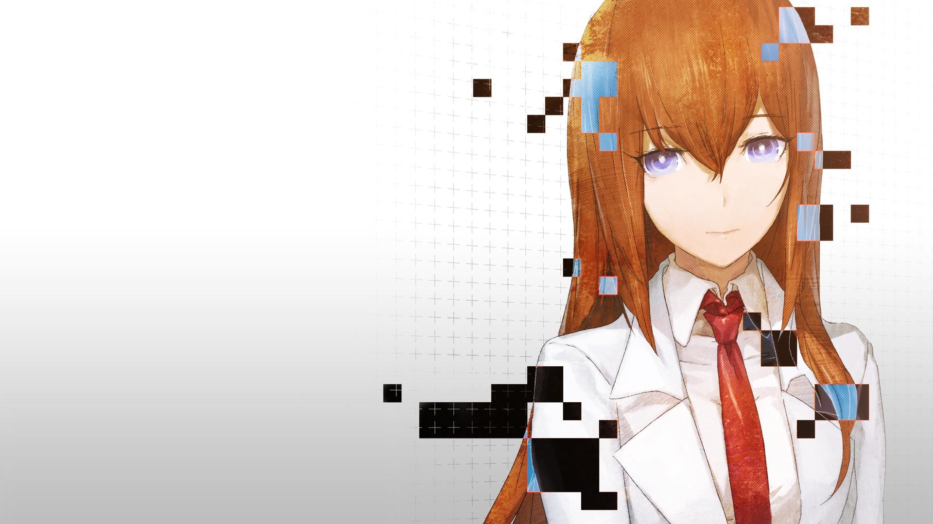 Kurisu Makise, Steins;Gate, Pixel, Sfondo bianco, Full HD, wallpaper per PC