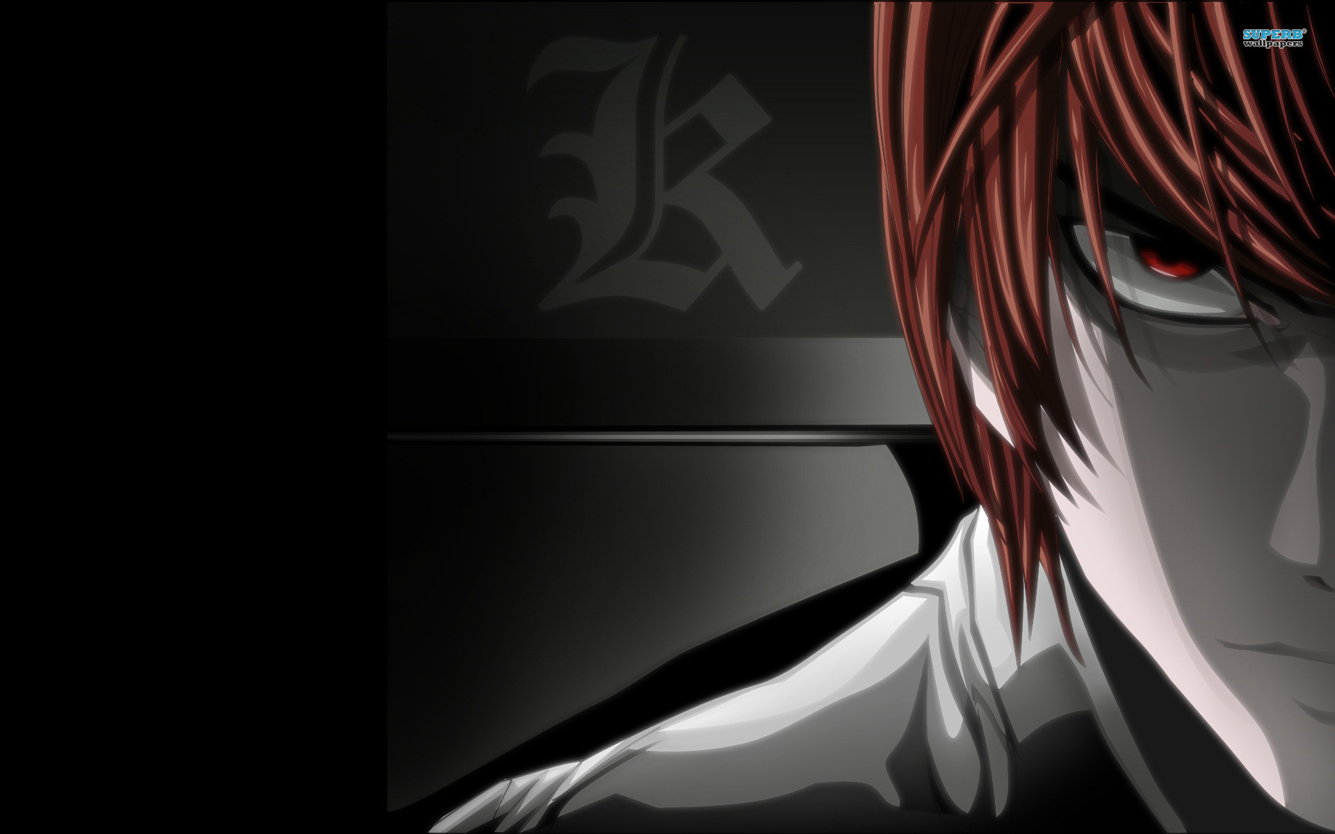 Light Yagami, Kira, Death Note, Sfondo nero, Full HD, wallpaper desktop
