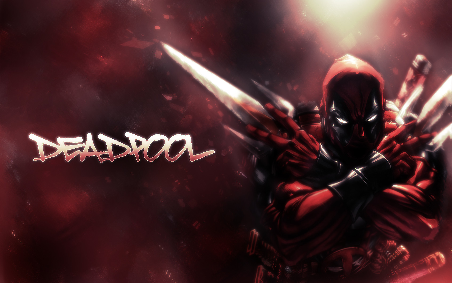 Deadpool, Logo, Katane, Rosso, 1920x1200, immagine di sfondo