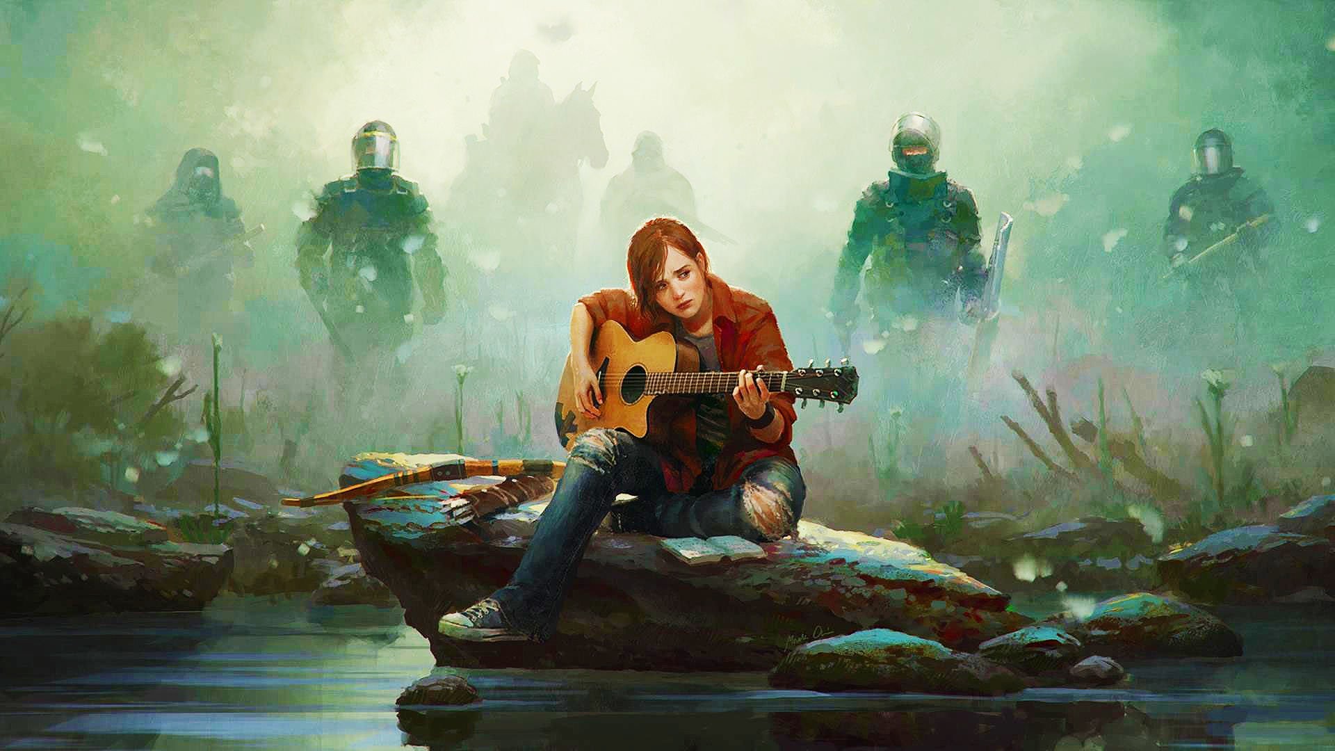 The Last of Us, Ellie, Chitarra, Soldati, Nebbia, Full HD, sfondo per portatile