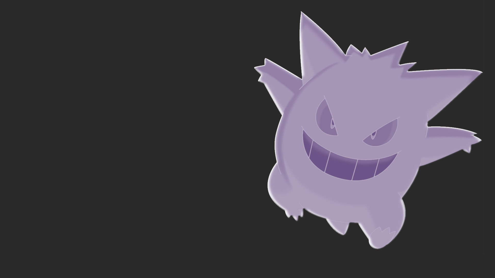 Gengar, Pokémon, Minimalismo, Sfondo grigio scuro, Full HD, wallpaper per portatile
