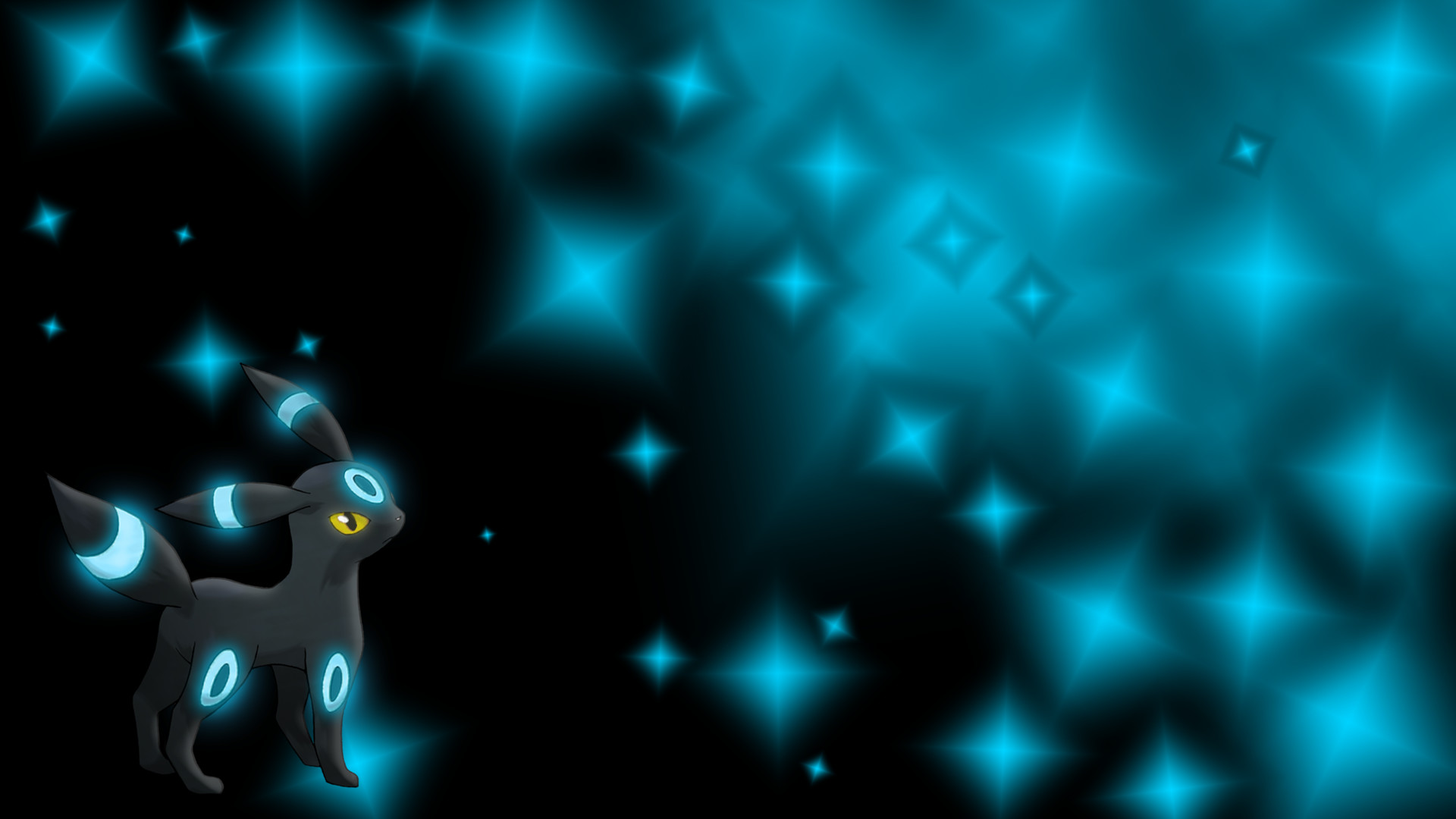 Umbreon, Umbreon cromatico, Pokémon, Stelle, Turchese, Full HD, sfondo per PC e portatile