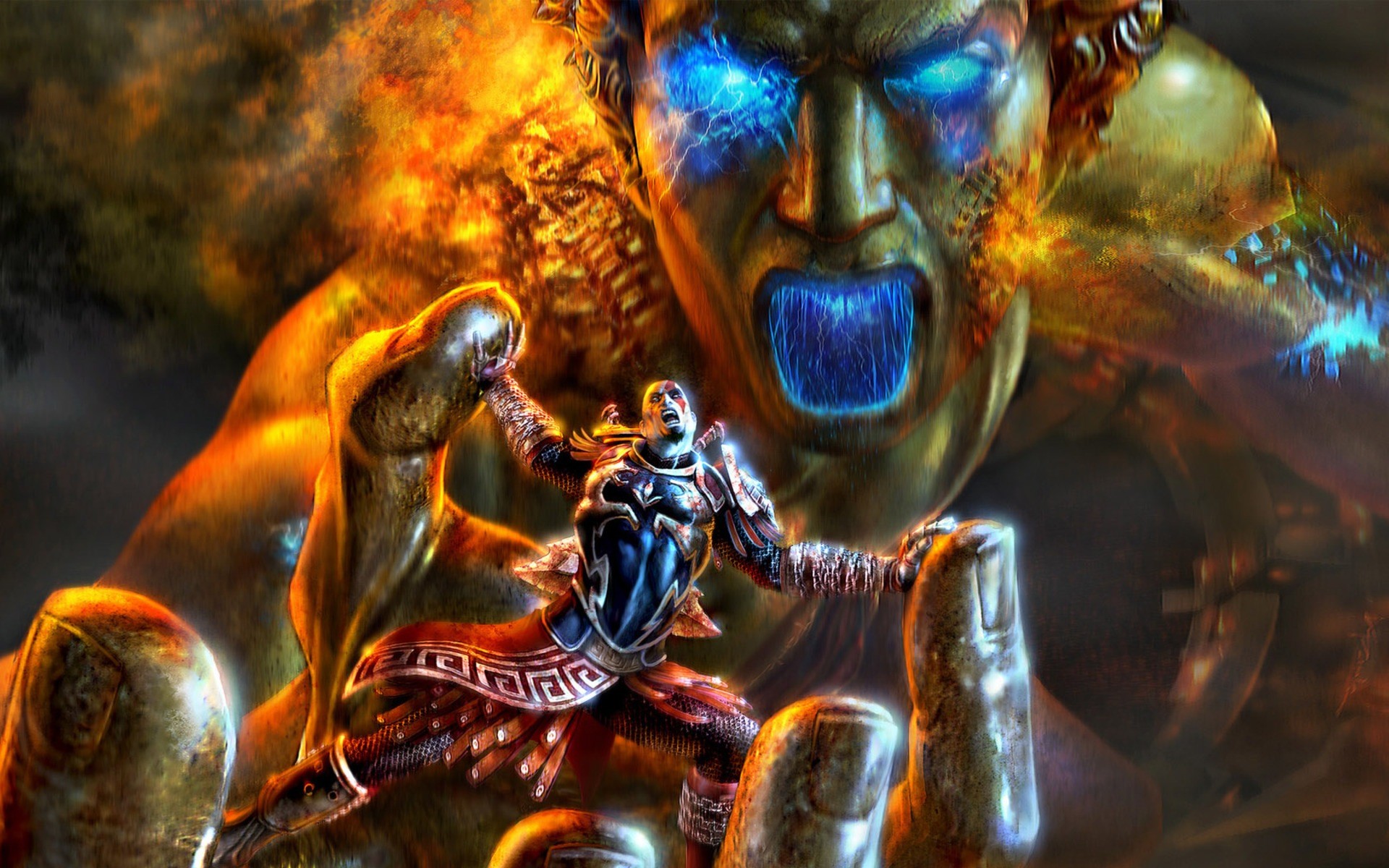 Kratos, God of War, Titano, Arte digitale, Toni dorati, 1920x1200, immagine di sfondo