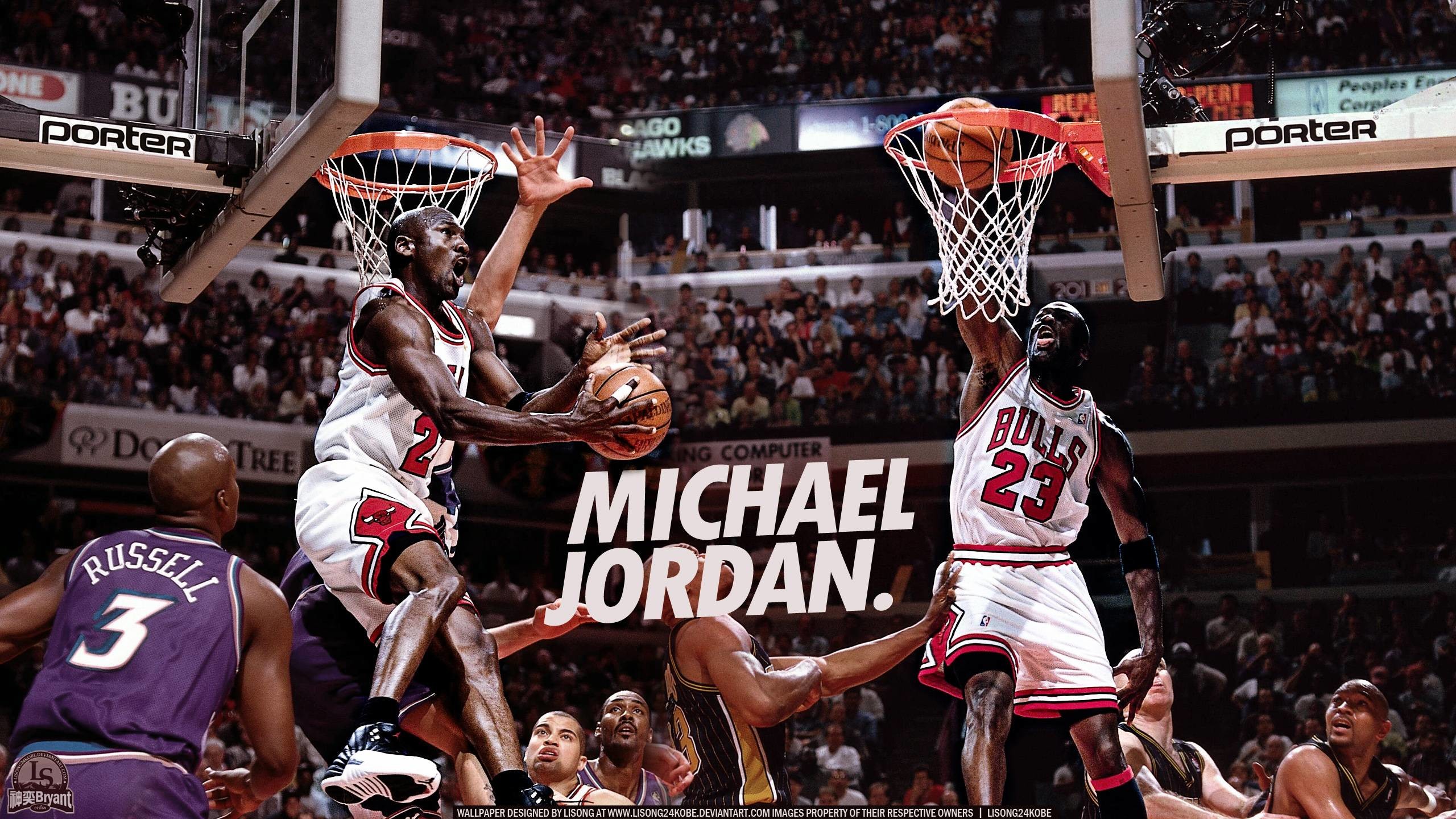 Michael Jordan, Chicago Bulls, Collage, Pallacanestro, 2K 1440p, sfondo desktop