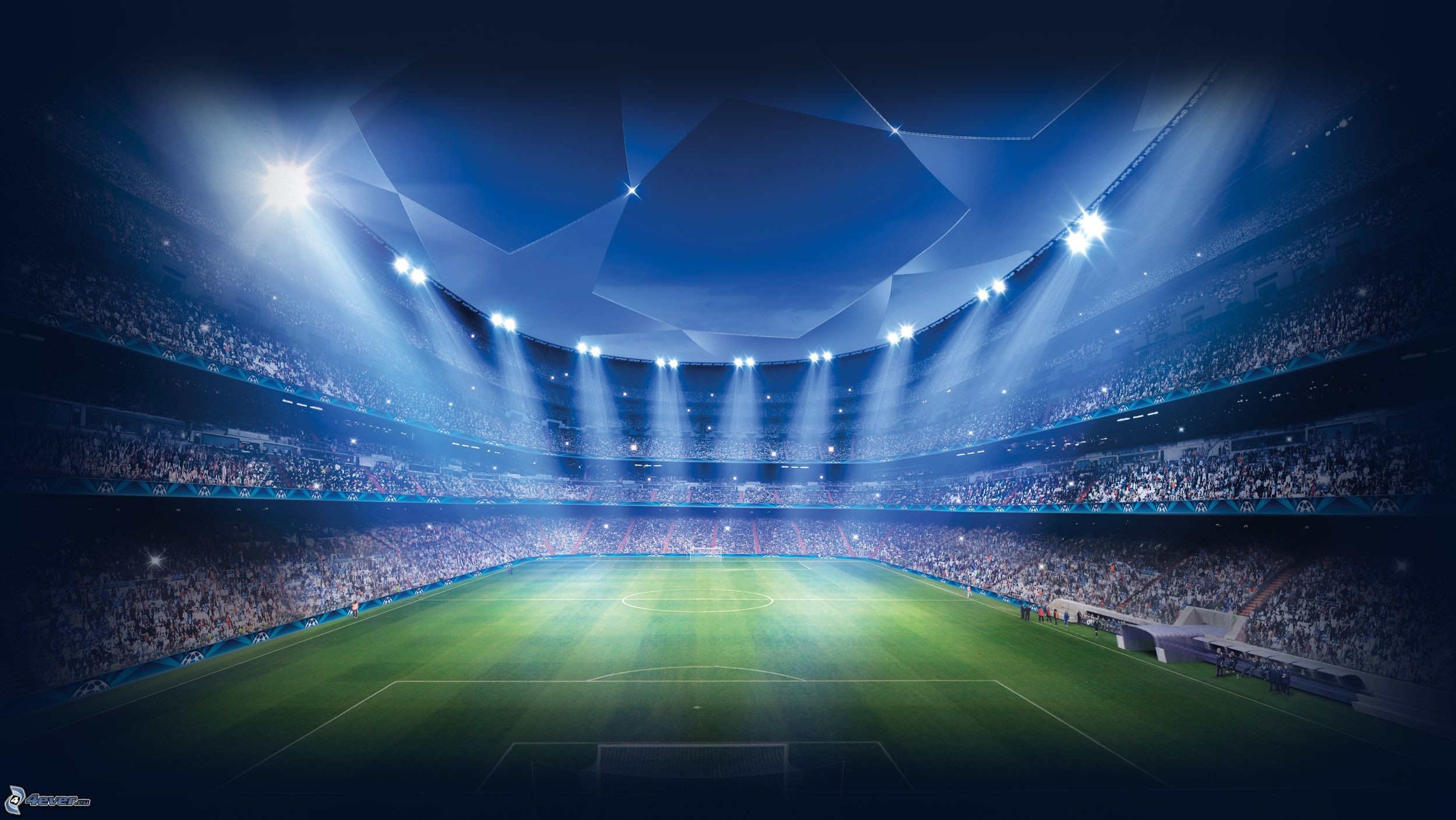 UEFA Champions League, Stadio, Riflettori, Notte, Full HD, wallpaper per portatile