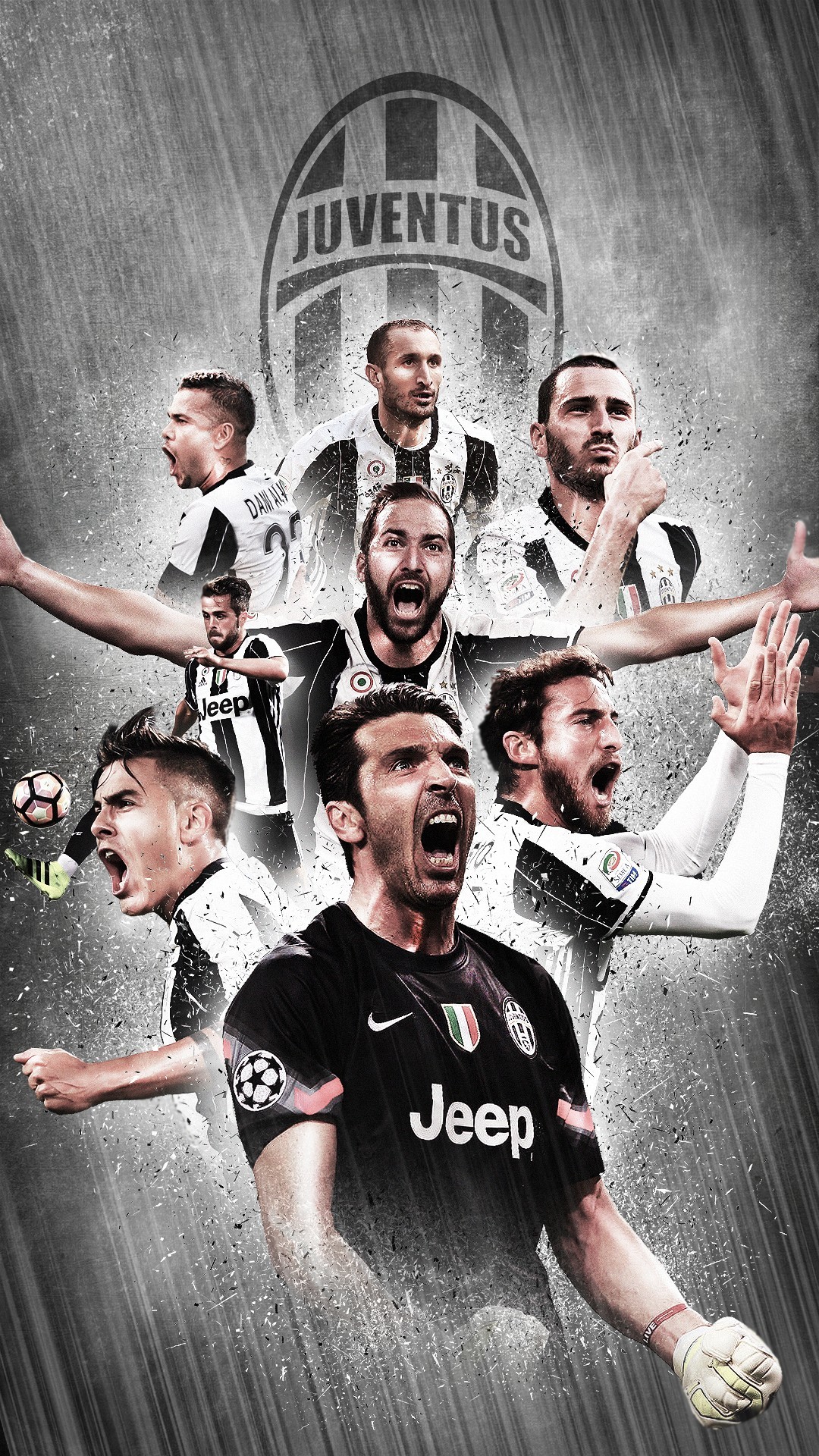 Juventus, Squadra, Gianluigi Buffon, Collage, wallpaper per iPhone e Android