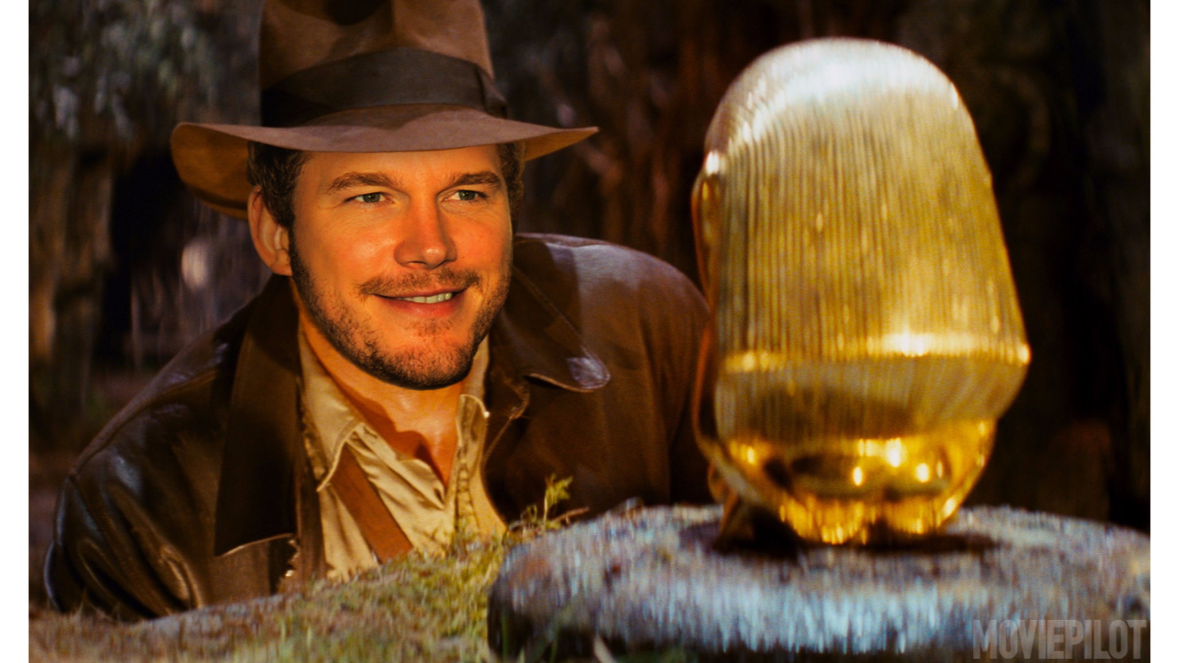 Indiana Jones, Chris Pratt, Idolo d'oro, Fotomontaggio, 3840x2160, wallpaper desktop