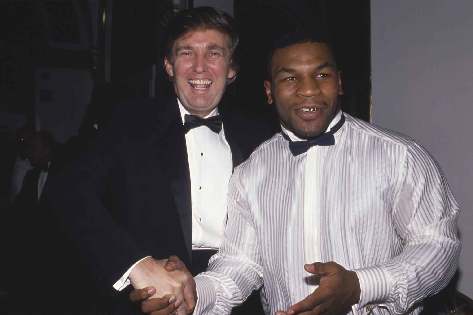 Mike Tyson, Donald Trump, Stretta di mano, Smoking, Foto d'archivio, sfondo per portatile