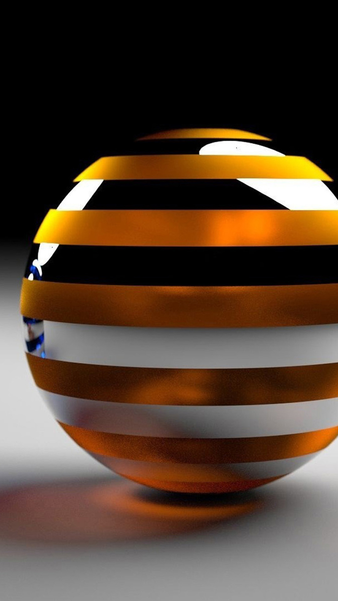 Sfera a strisce, Rendering 3D, Arancione, 1080x1920, schermata di blocco iPhone