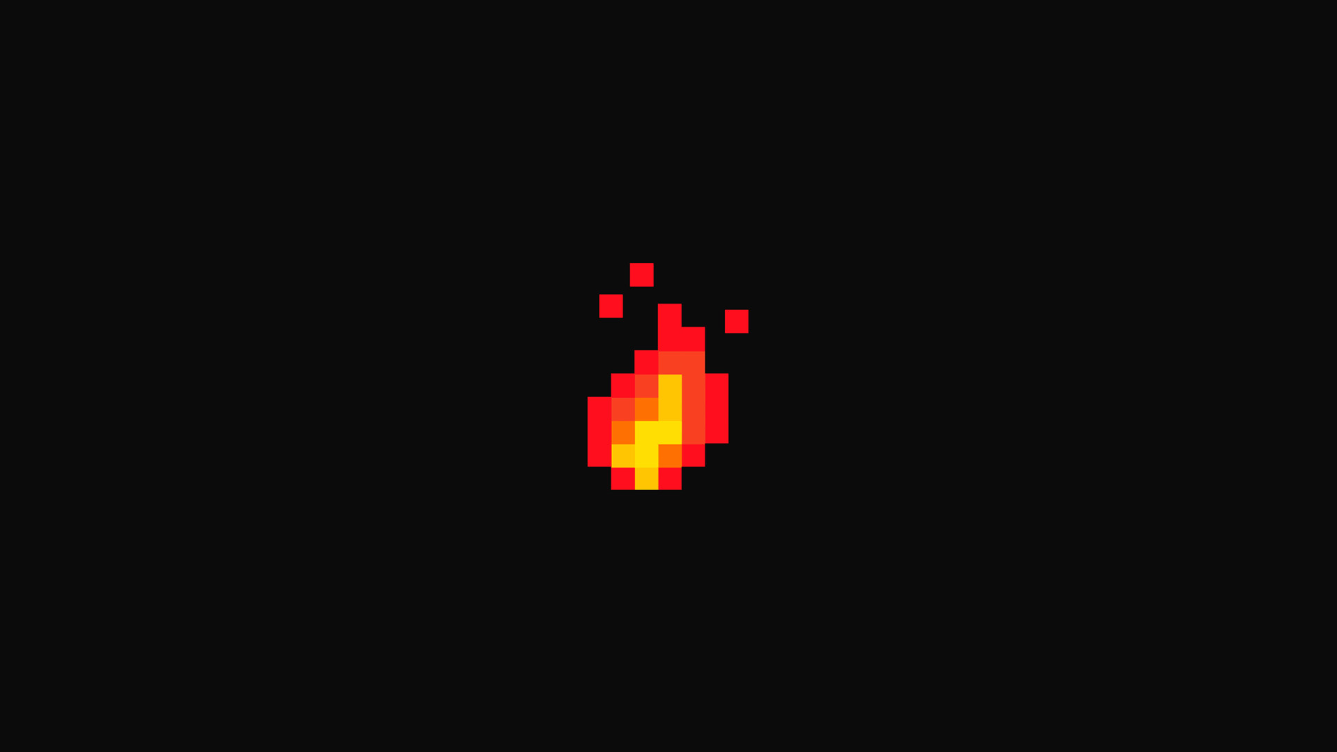 Pixel art, Fuoco, Fiamma, Sfondo nero, 16:9 Full HD, wallpaper widescreen
