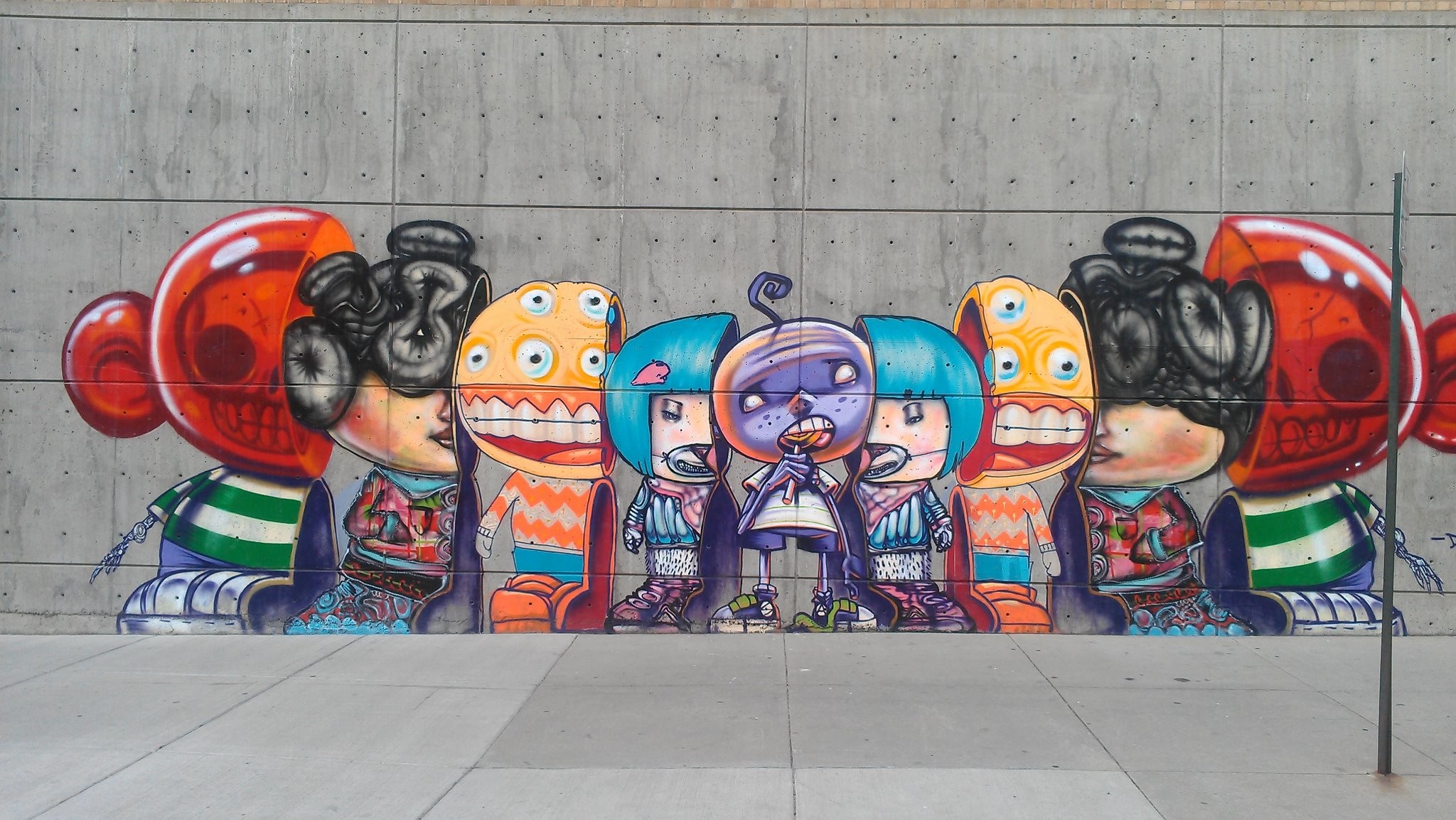 Murale, Personaggi cartoon, Muro di cemento, Graffiti, Full HD, sfondo per PC e portatile