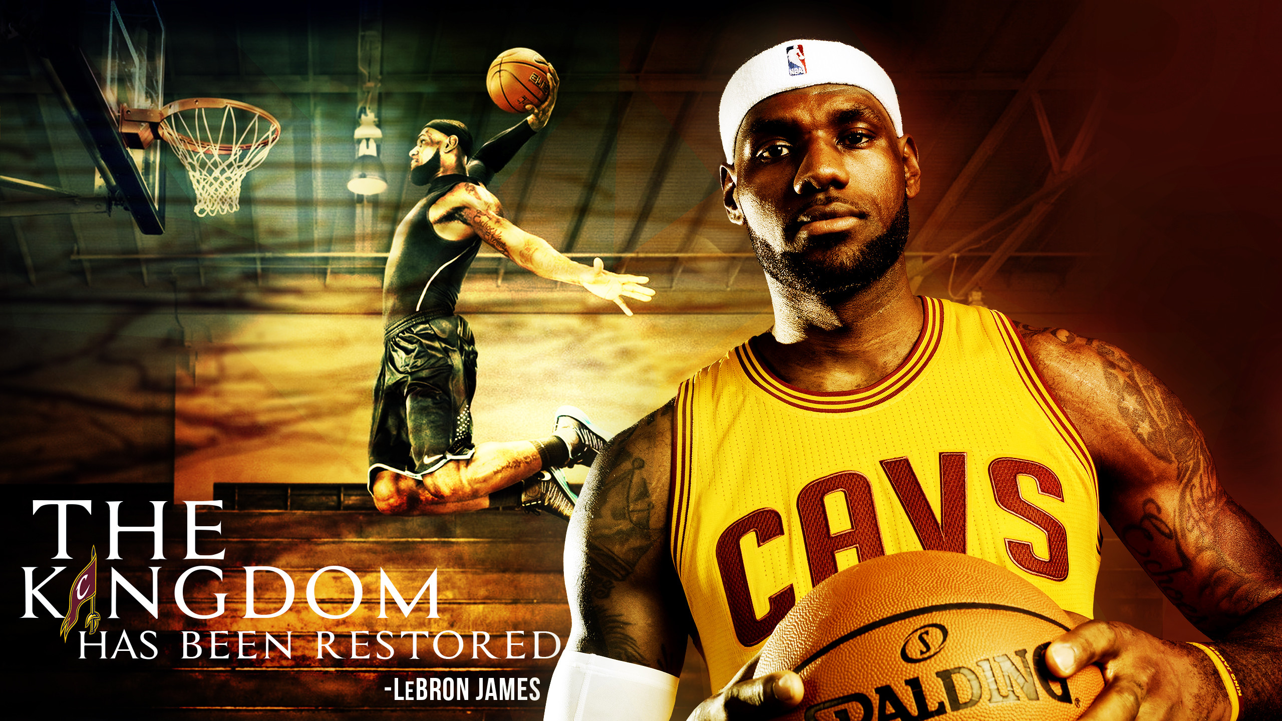 LeBron James, Cleveland Cavaliers, The Kingdom Has Been Restored, Spalding, sfondo widescreen 2K