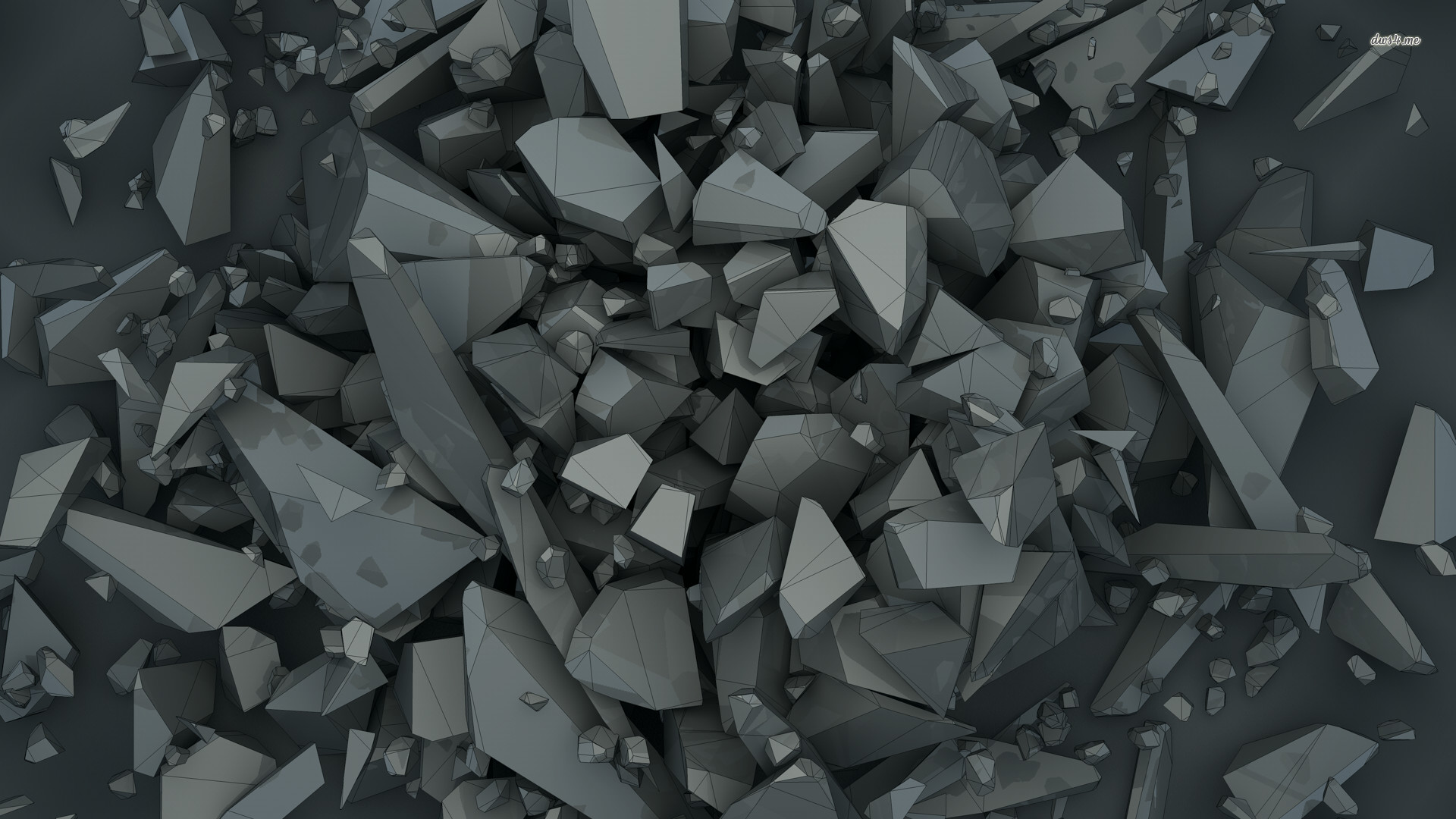 Frammenti 3D, Grigio scuro, Poligoni, 1920x1080, immagine di sfondo